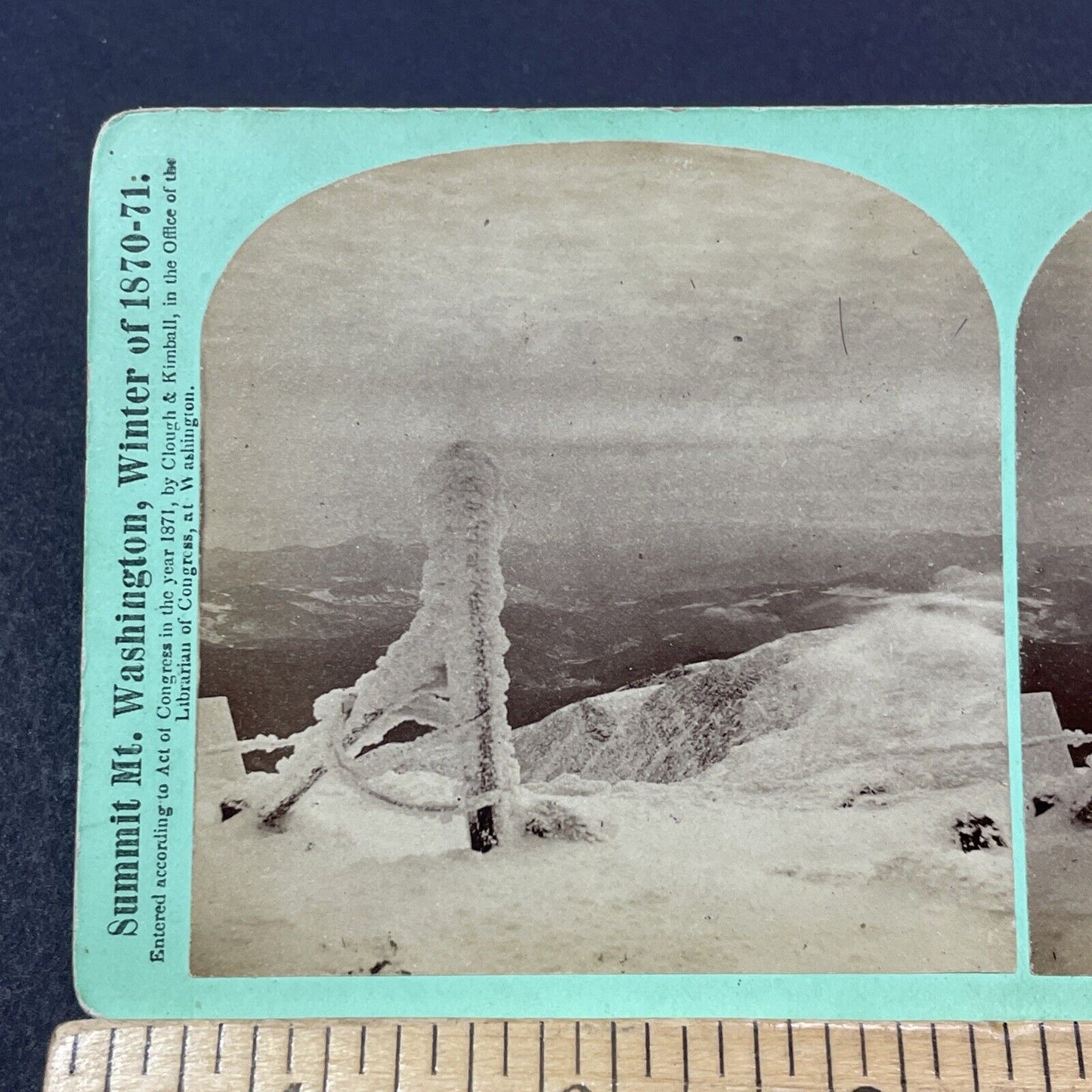 Antique 1871 The Lookout Mt Washington Ice Storm Stereoview Photo Card V1884