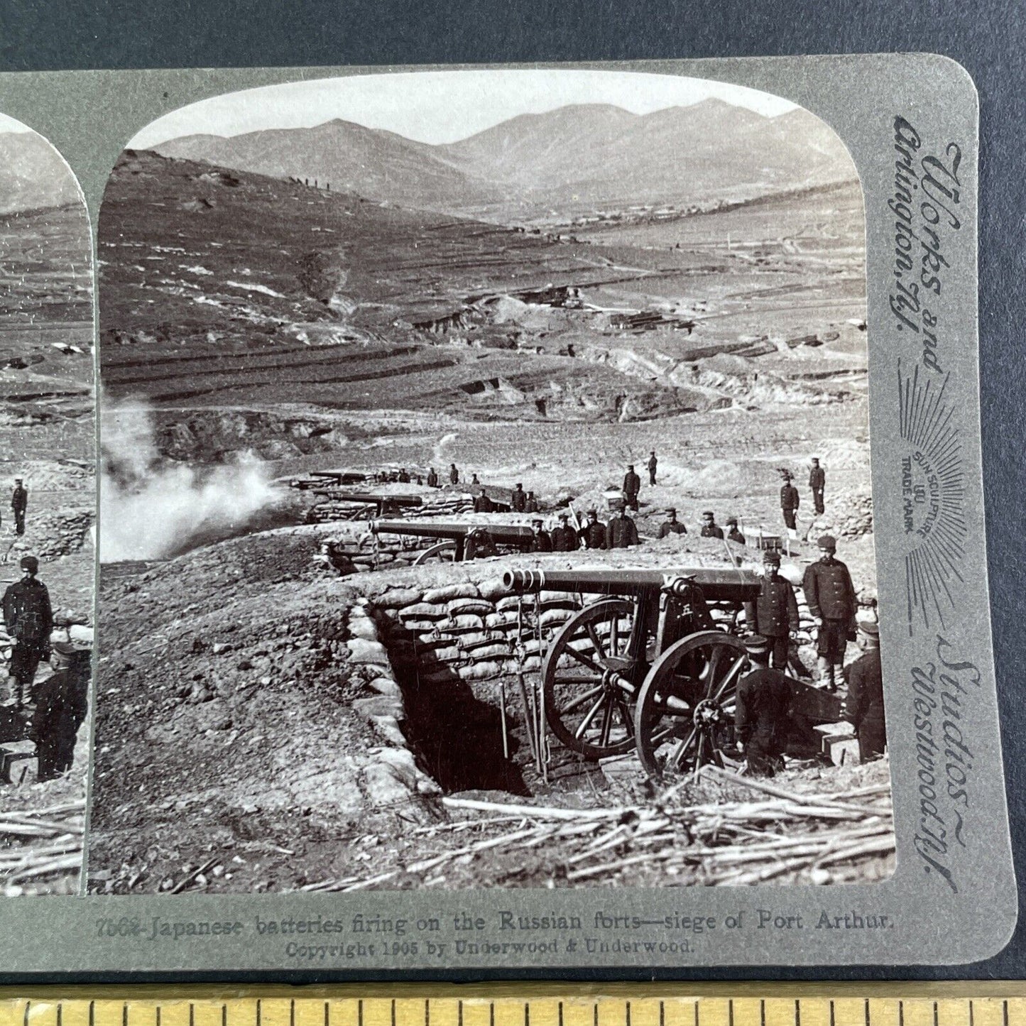 Japanese Artillery Canons Stereoview Russo-Sino War Antique c1905 X4195