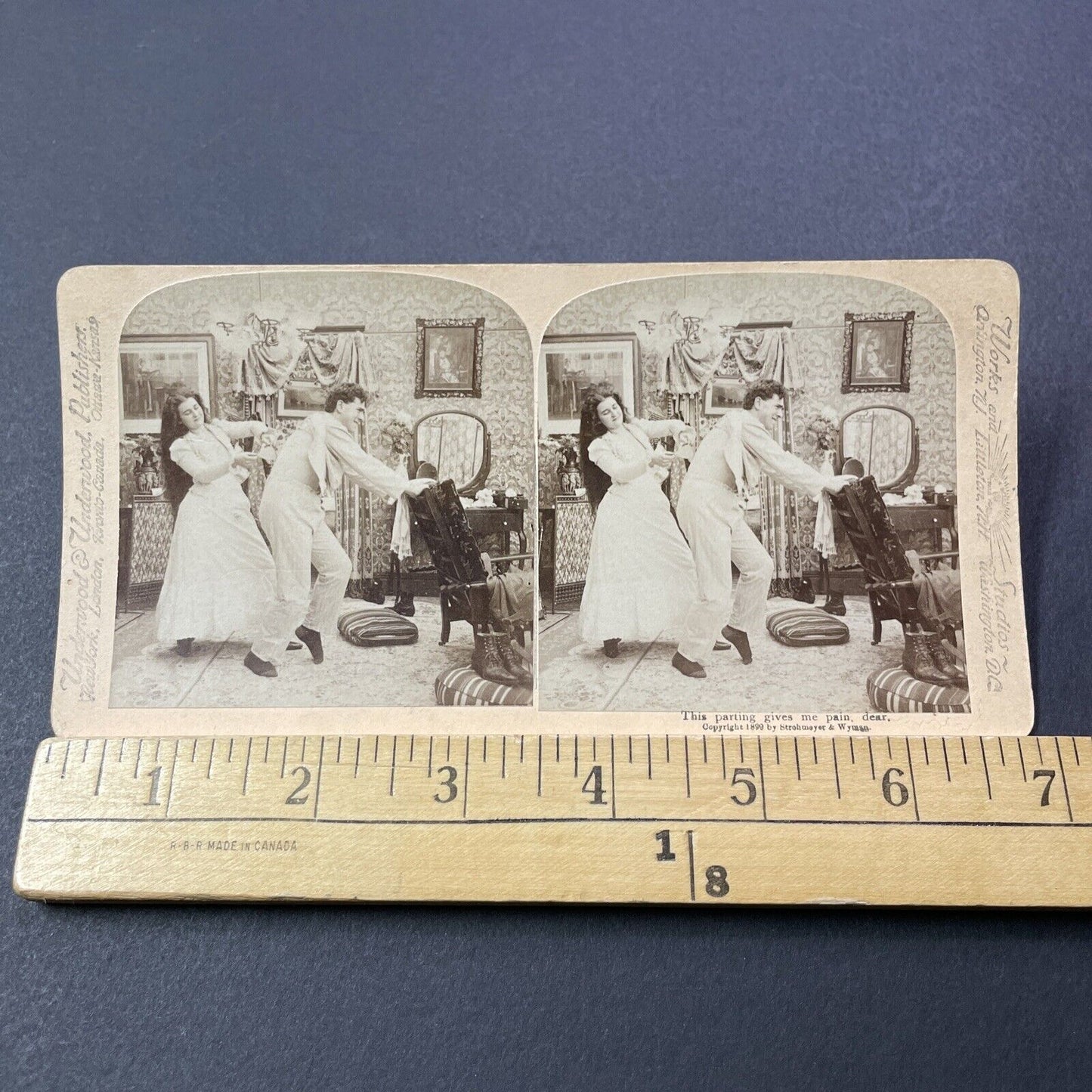 Antique 1899 Man Has Painful Back Hair Waxing Stereoview Photo Card V3254