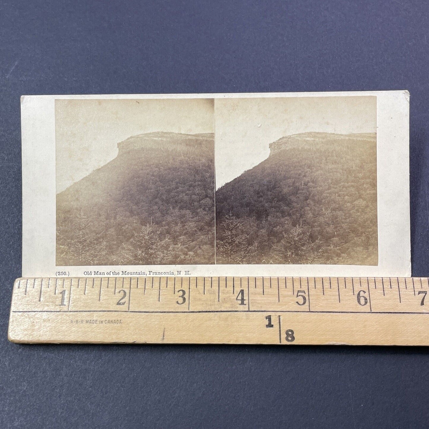 Antique 1860s Old Man Of The Mountain New Hampshire Stereoview Photo Card V1774