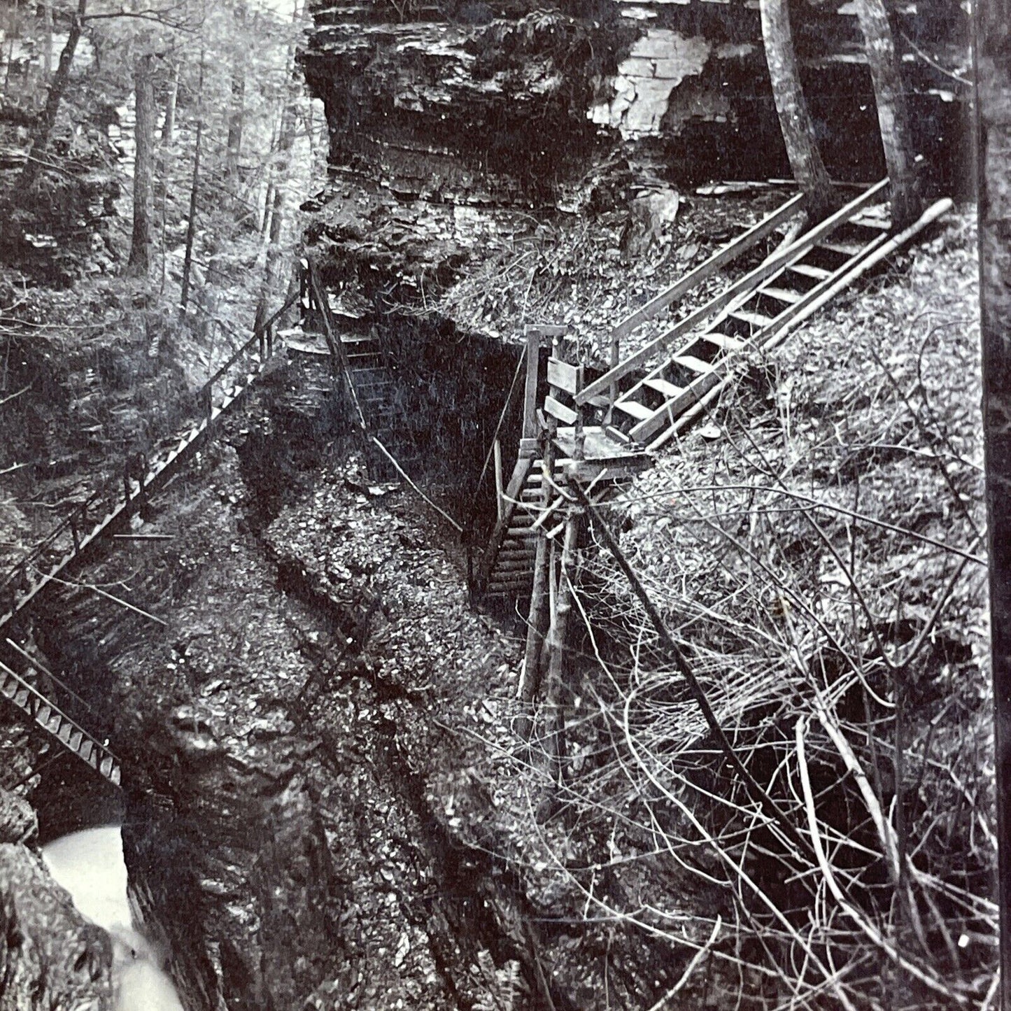 Jacob's Ladder Watkins Glen New York Stereoview R.D. Crum Antique c1870 Y1040