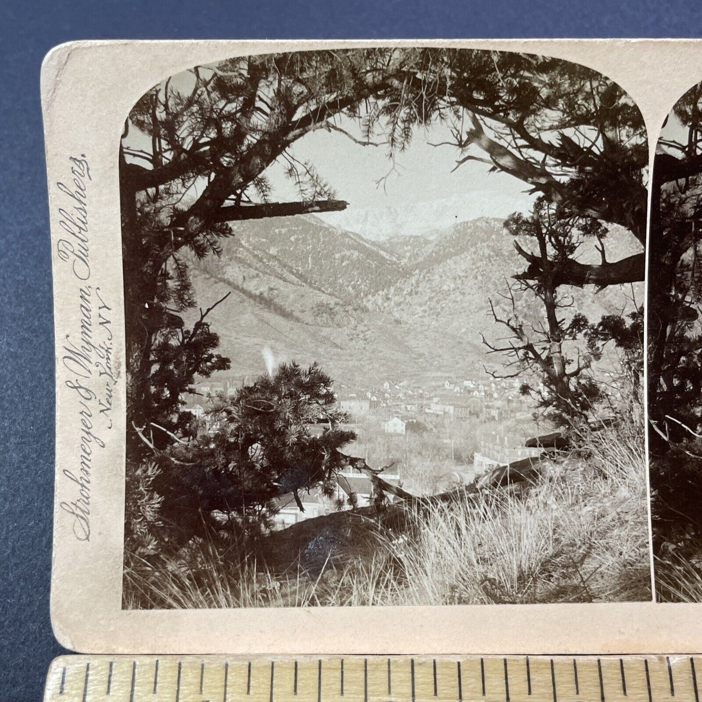 Antique 1898 Pike's Peak & Manitou Peak Colorado Stereoview Photo Card V3291