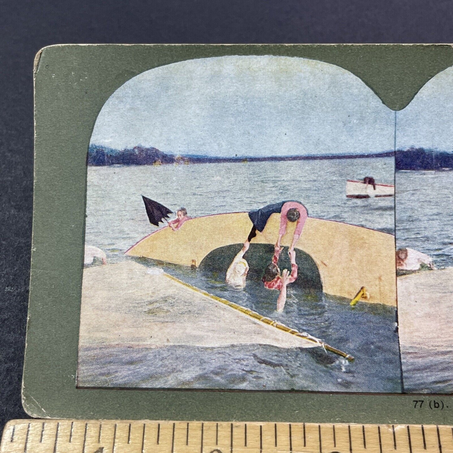 Antique 1899 Sailing Accident Aldershot Ontario Stereoview Photo Card V3340