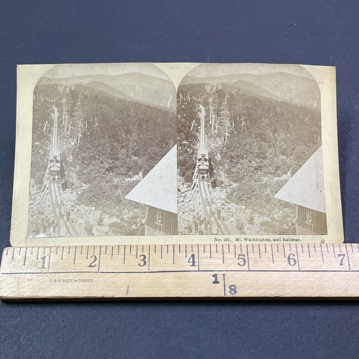 Antique 1870s Mt Washington Railway Train Station Stereoview Photo Card V1989