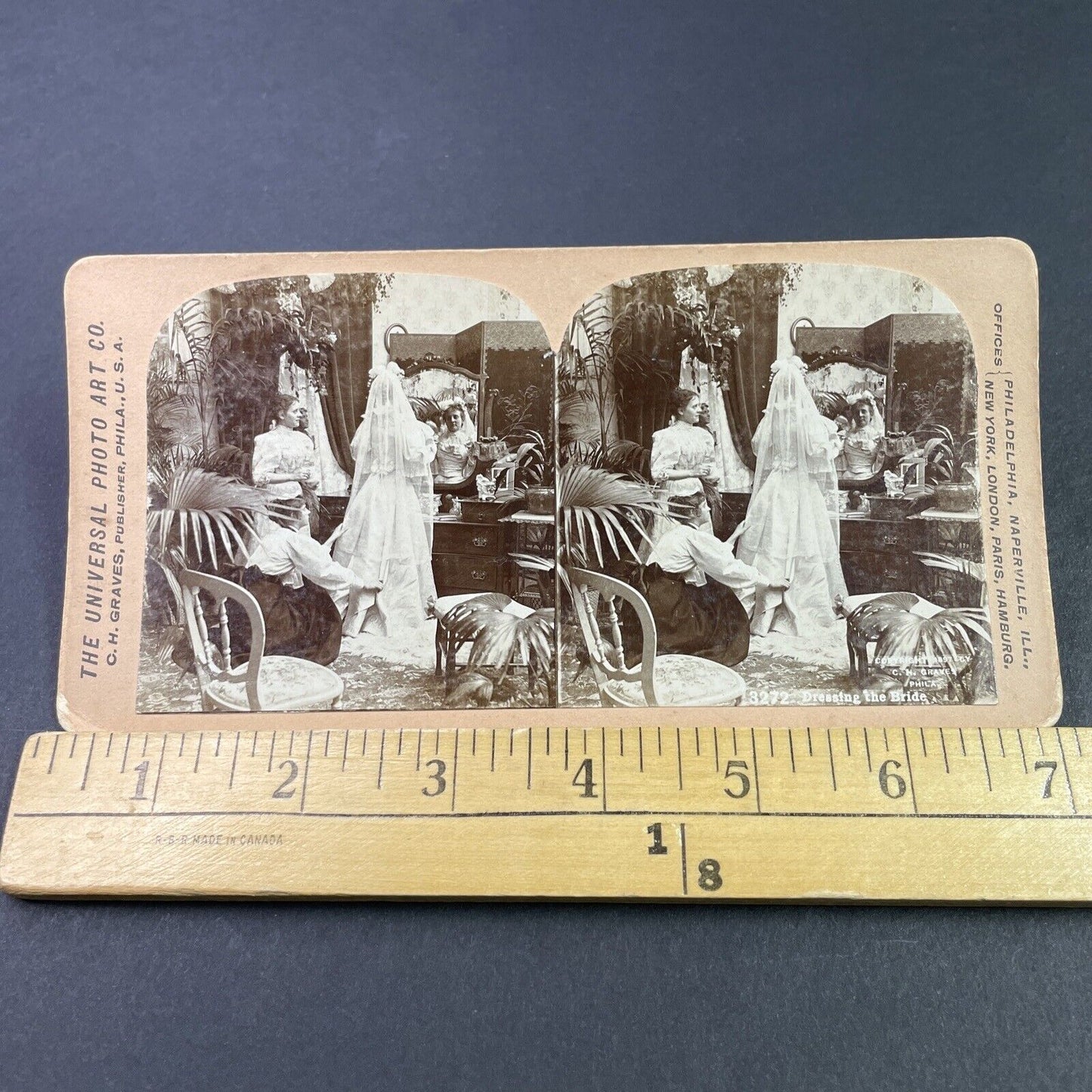 Antique 1897 Maidens Prepare Bride For Wedding Stereoview Photo Card P3378