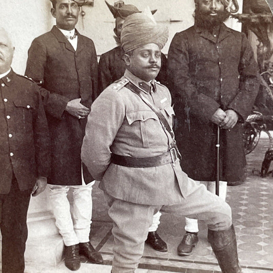 Antique 1903 Maharaja Madho Rao Scindia Of Gwalior Stereoview Photo Card P5648