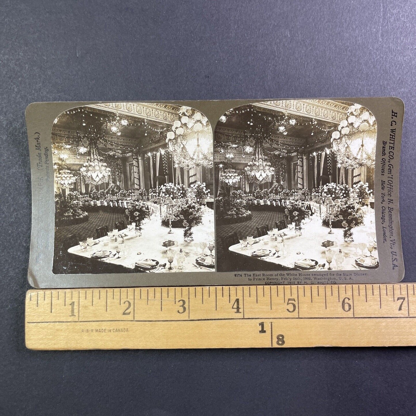 East Room White House Dinner Stereoview Washington D.C. Antique c1902 Y420