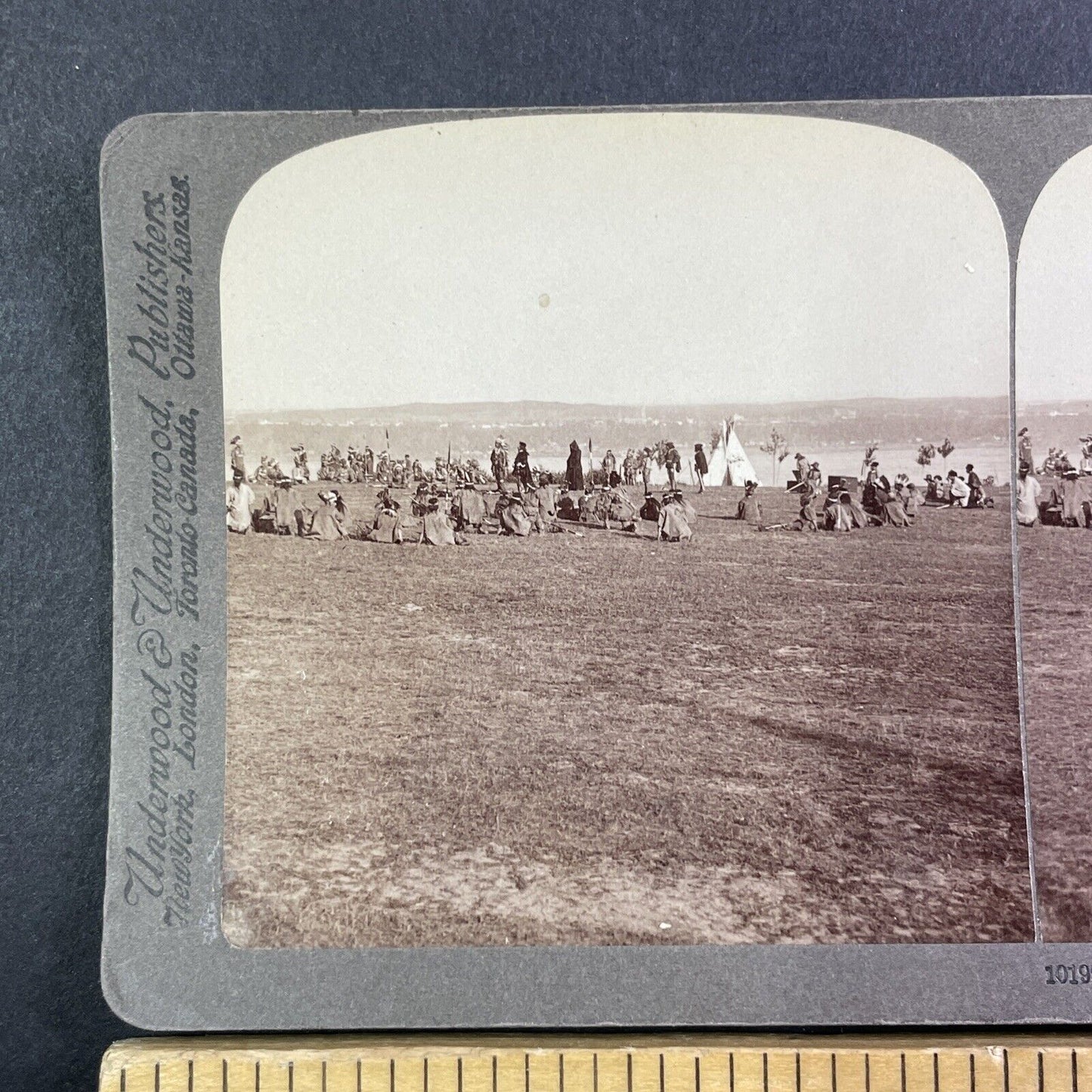 Native Indian Pow-wow Ceremony Stereoview Quebec City c1908 Y1727