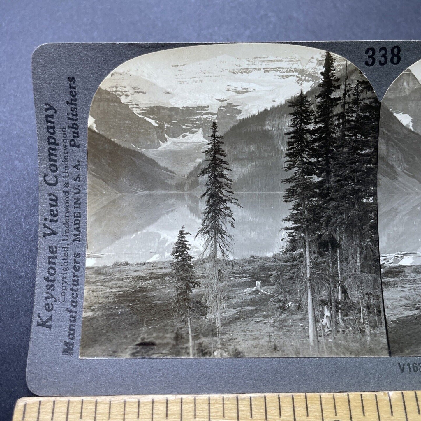 Antique 1910s Lake Louise & Rockies Alberta Canada Stereoview Photo Card P3190