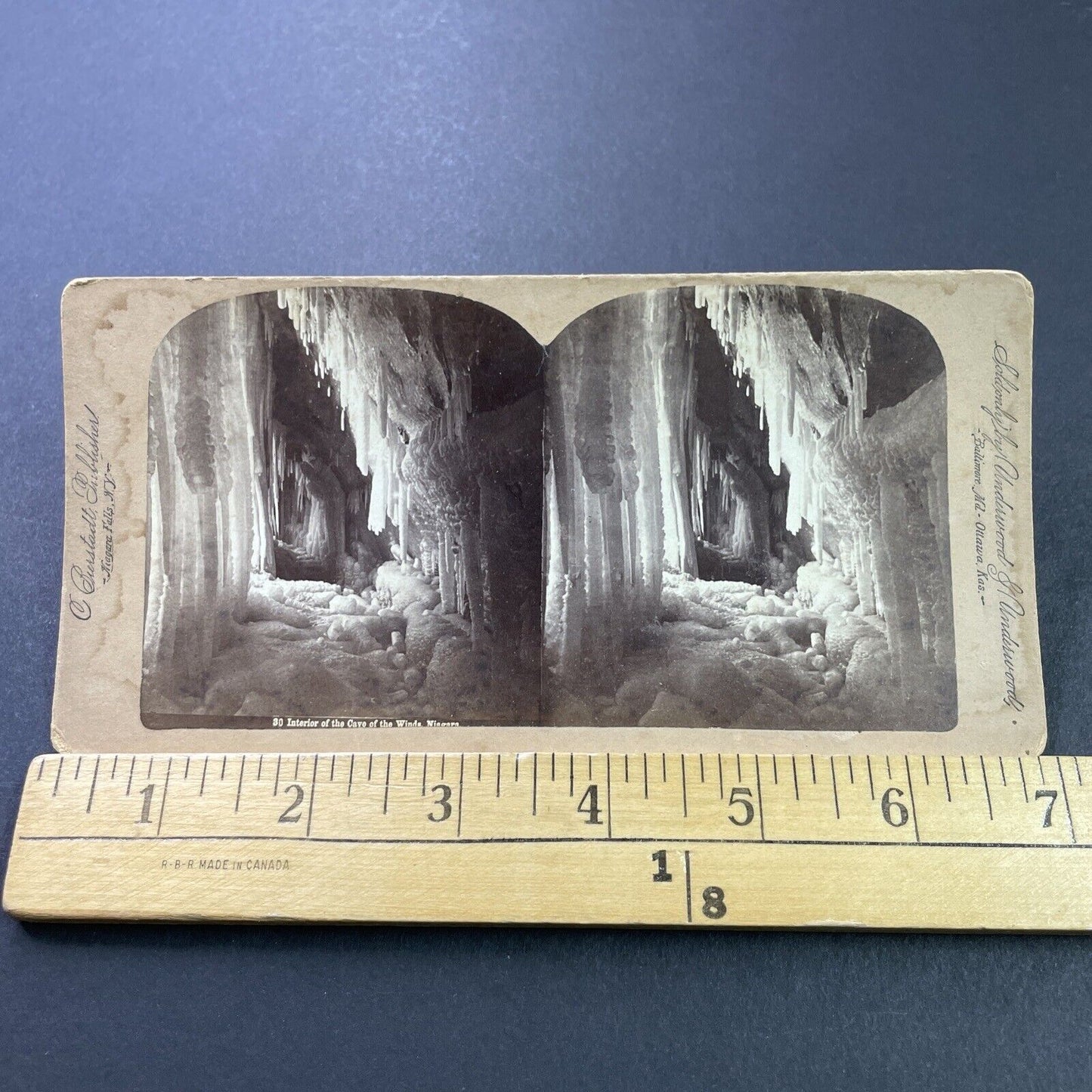 Antique 1880s Frozen Cave Behind Niagara Falls Stereoview Photo Card P3930