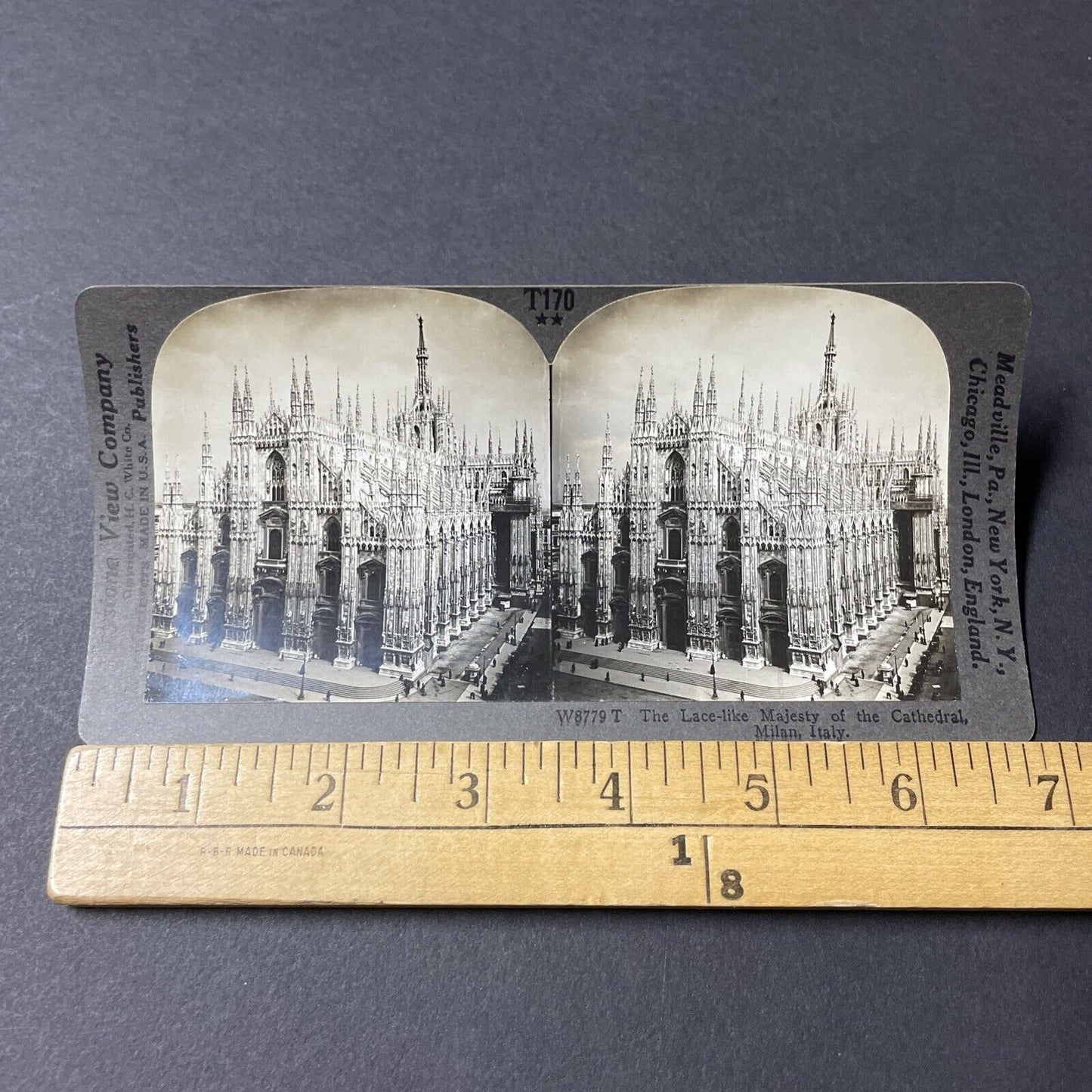 Antique 1910s Duomo Milan Cathedral Italy Stereoview Photo Card V2835