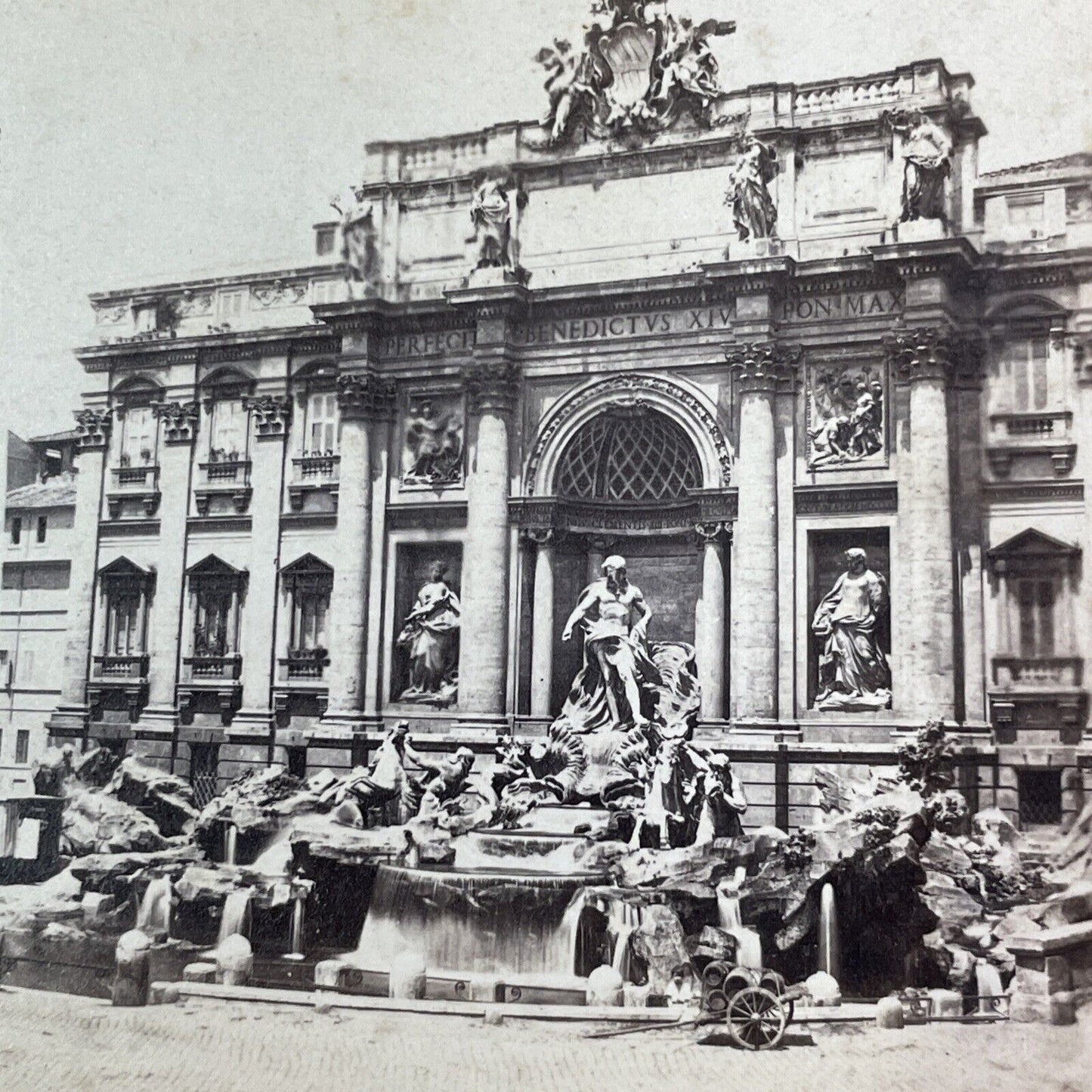 Trevi Fountain Rome Italy Stereoview Sommer & Behles Antique c1865 Y1420