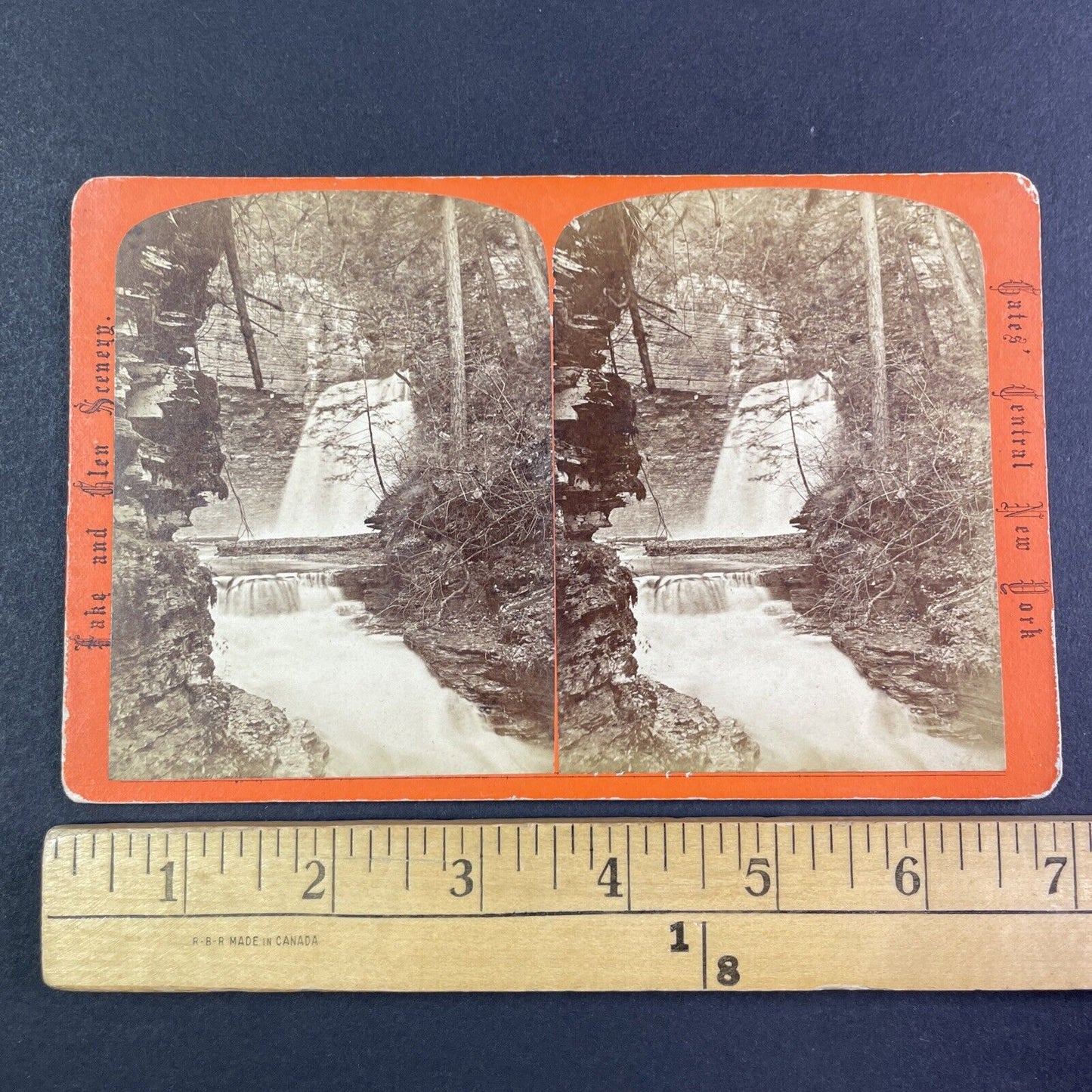 Eagle Falls Watkins Glen New York Stereoview G.F. Gates Antique c1869 Y2833