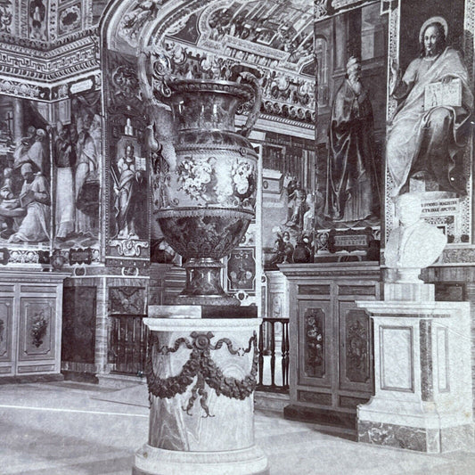 Antique 1897 Popes Reception Room Rome Italy Vatican Stereoview Photo Card P2396