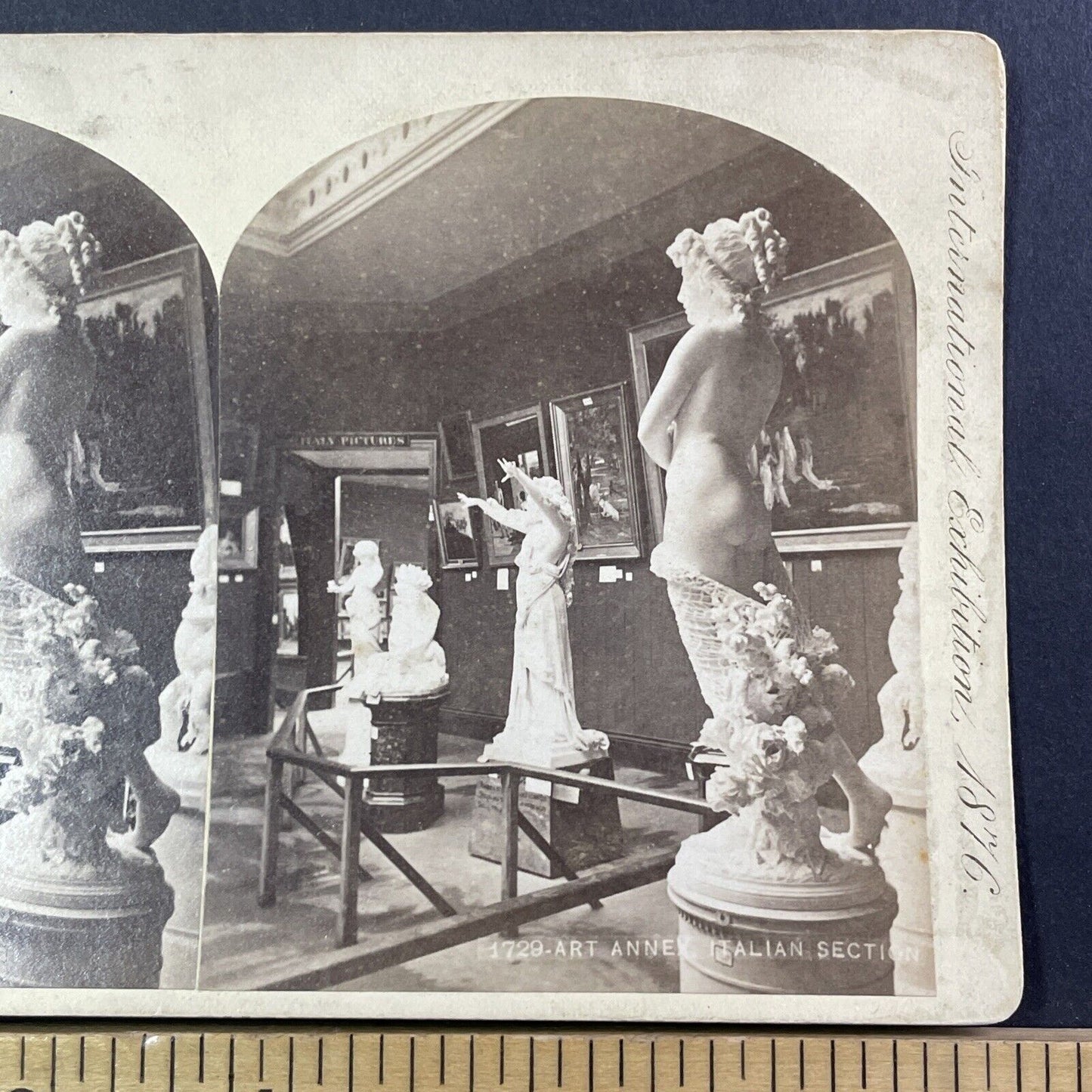 Italian Goddess Marble Statues Philadelphia Stereoview Antique c1876 Y508