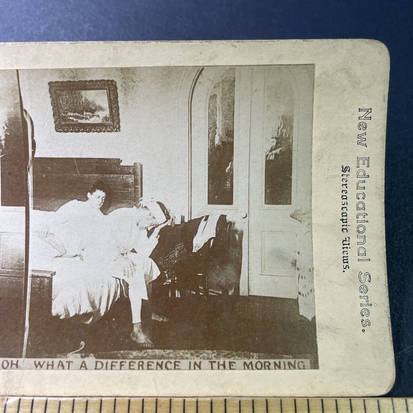 Antique 1870s Man Has A Hangover In Morning Stereoview Photo Card P3384