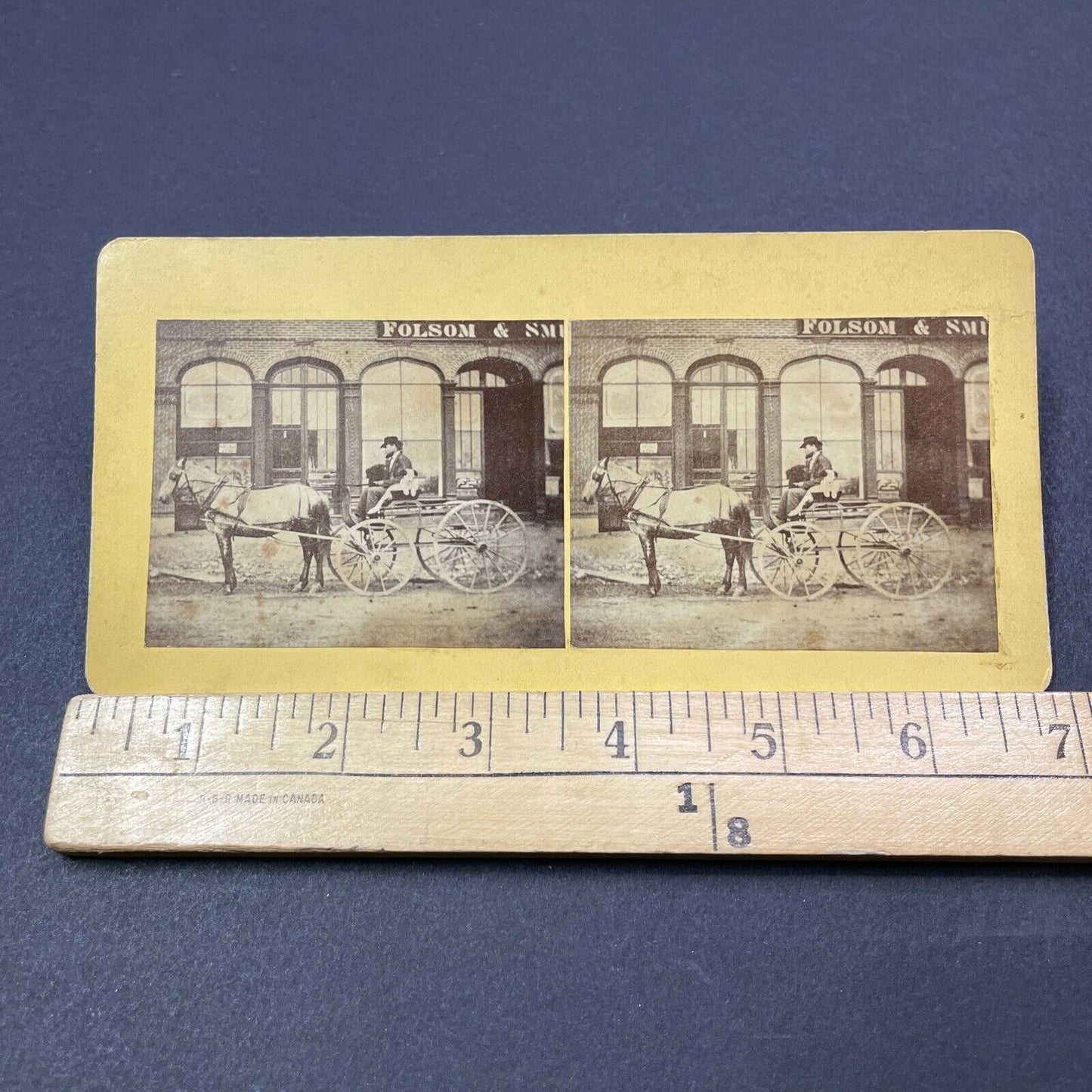 Antique 1860s Albert Gallatin Folsom Laconia NH Stereoview Photo Card V2011