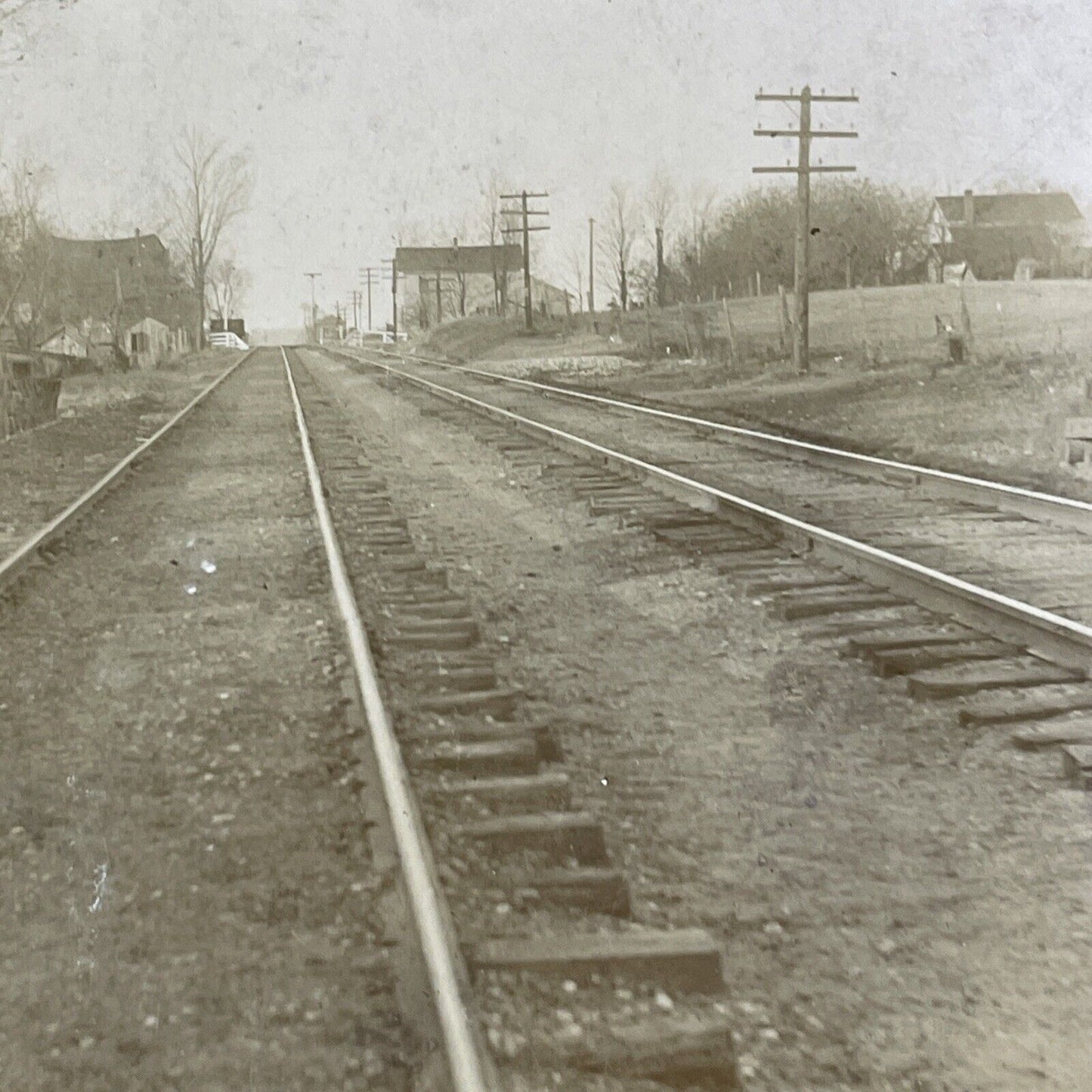 Brush Lake Ohio Town View Stereoview Pennsylvania Railroad Antique c1908 X1504