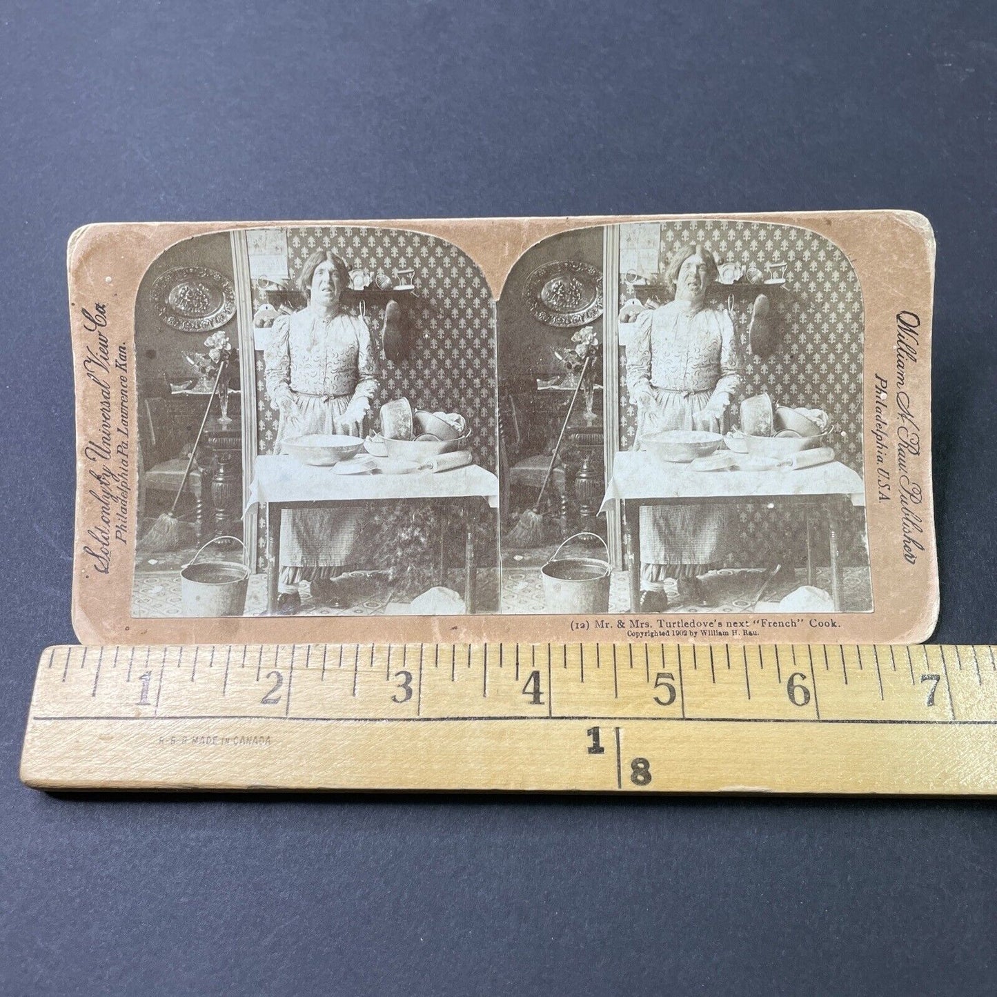 Antique 1902 Man Dresses As Woman French Cook Stereoview Photo Card P2963