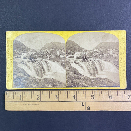 William England Self-Portrait Stereoview Mont-Cenis Waterfall France c1870 Y1006