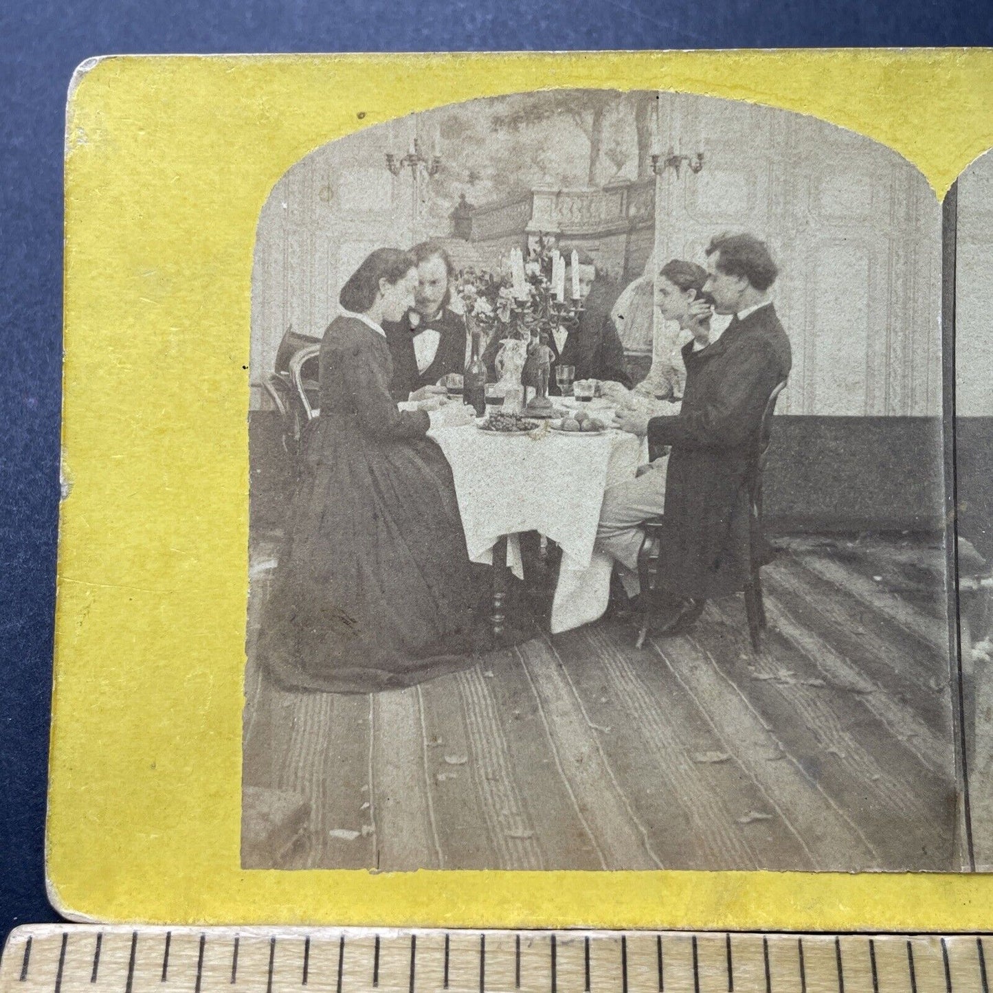 Antique 1860s Wealthy Family Sits For Lunch USA South Stereoview Photo Card 4012