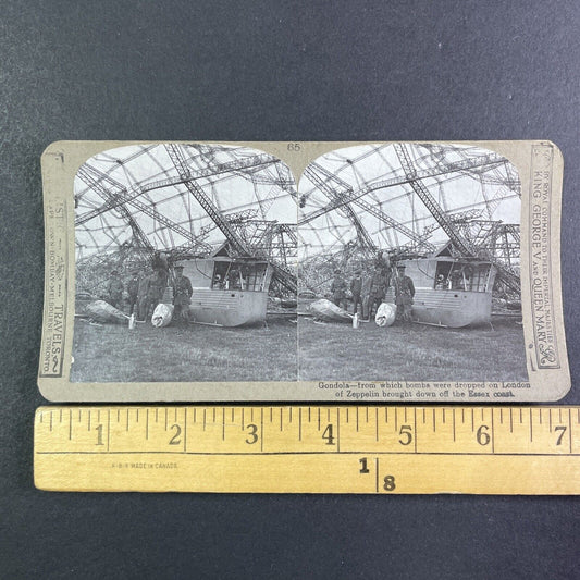 Crashed German Zeppelin L32 (LZ74) Stereoview World War I WW1 c1916 Y3028