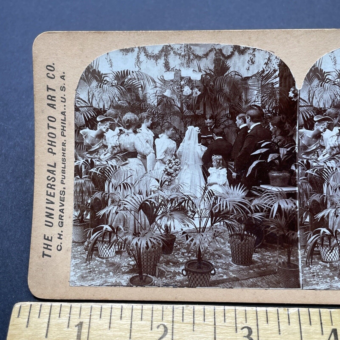 Antique 1897 Typical Victorian Wedding Ceremony Stereoview Photo Card P2565