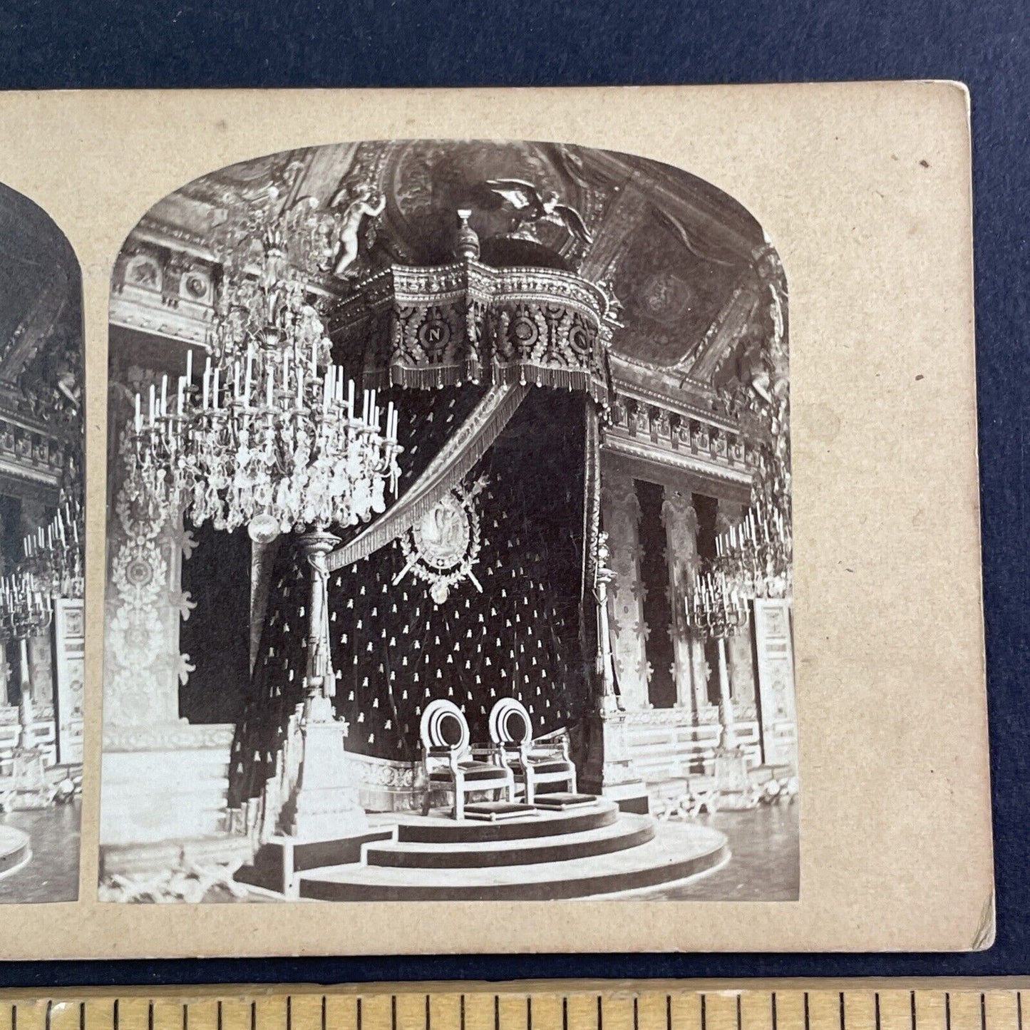 The Tuileries Palace Throne Room Stereoview Paris France Antique c1860s X3267