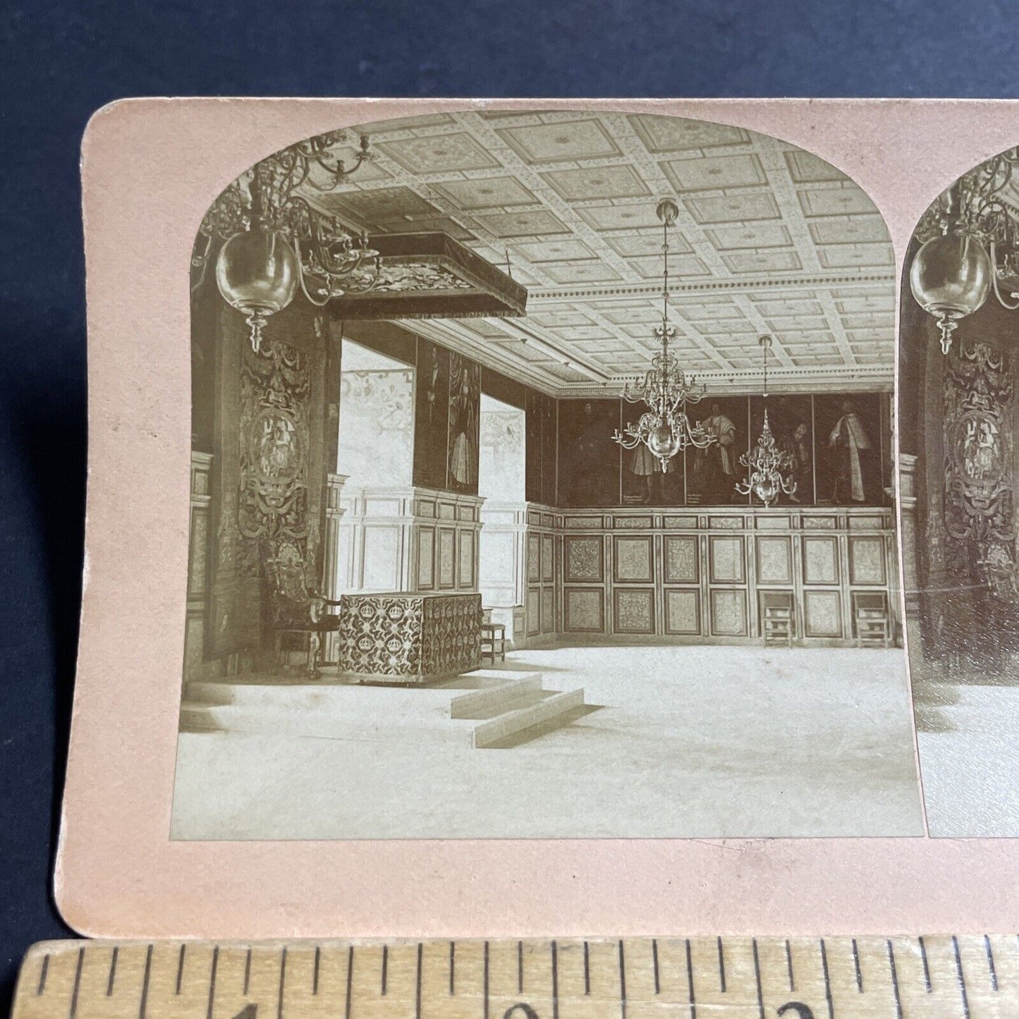 Antique 1896 Throne Room Gripsholm Castle Sweden Stereoview Photo Card P5098