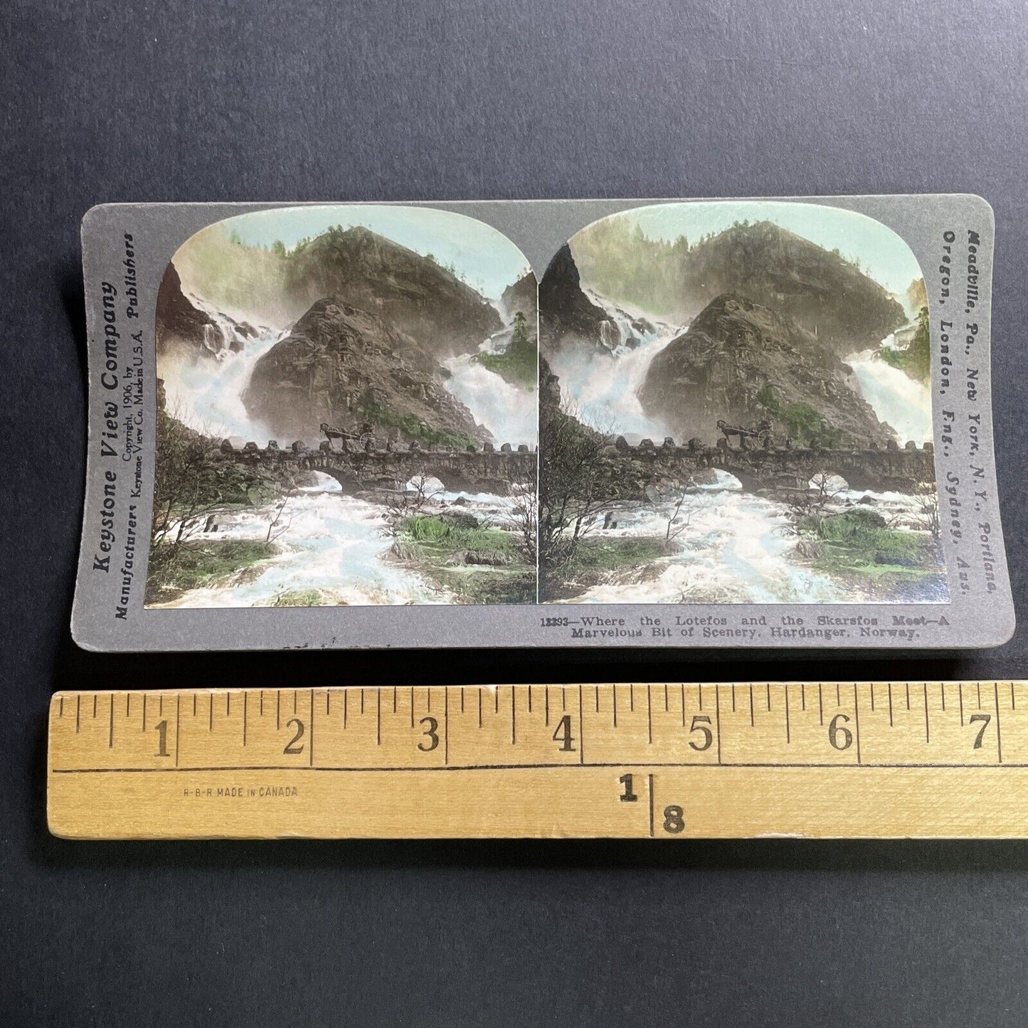 Antique 1906 Latefossen Skare Norway Stereoview Photo Card P1713