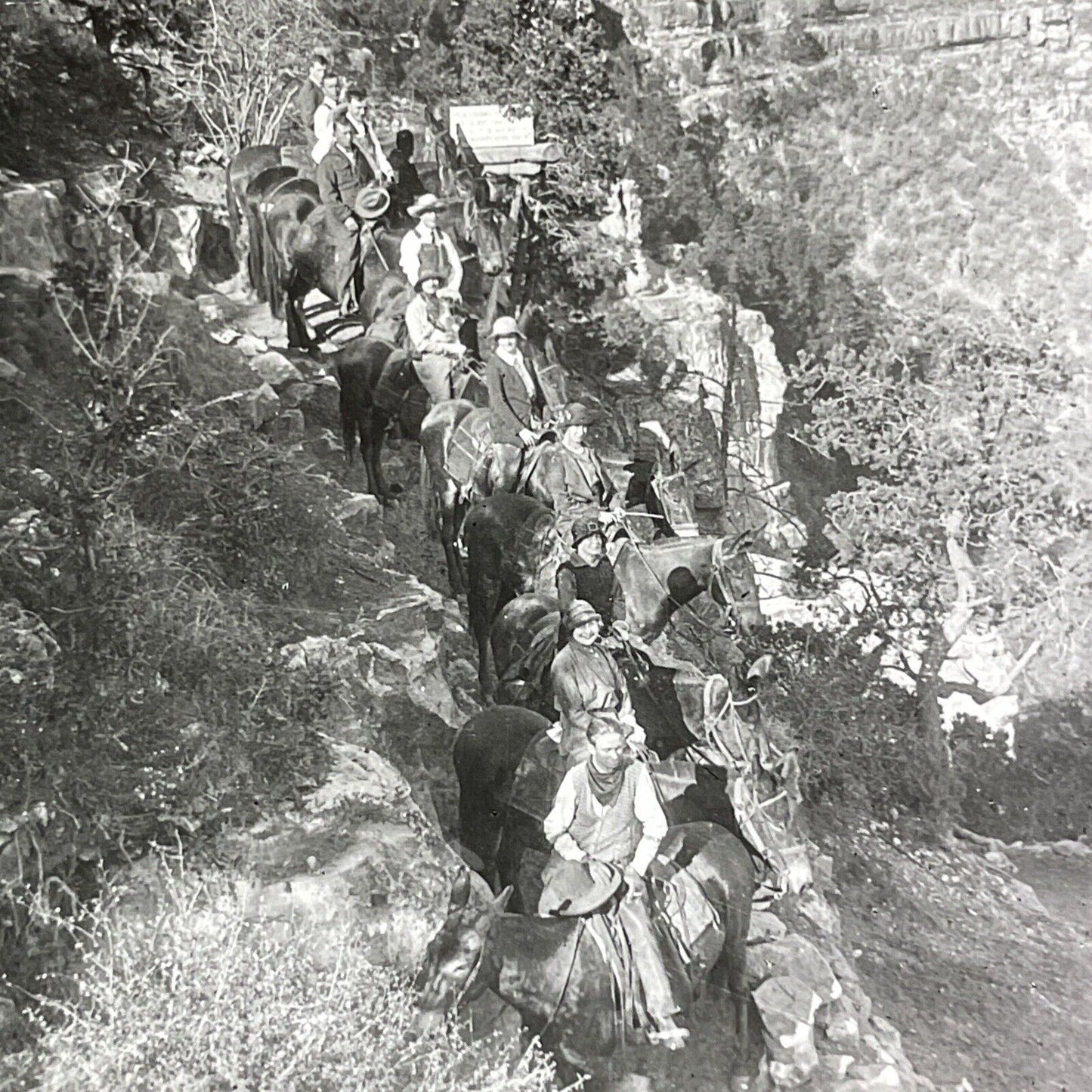 Bright Angel Trail Grand Canyon Arizona Stereoview Antique c1920 Y1164