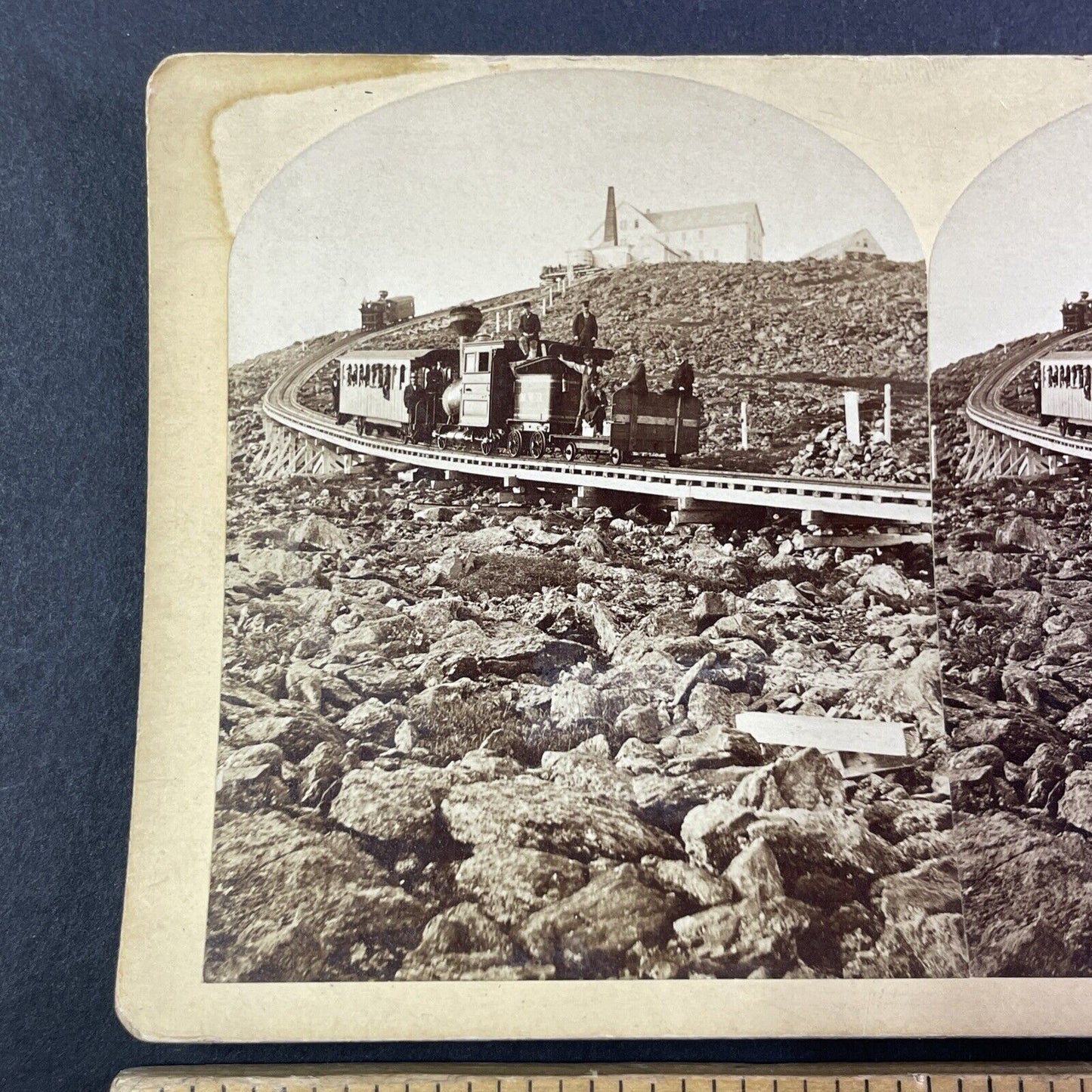 Mount Washington Railroad at Summit Stereoview New Hampshire c1870s Y1467