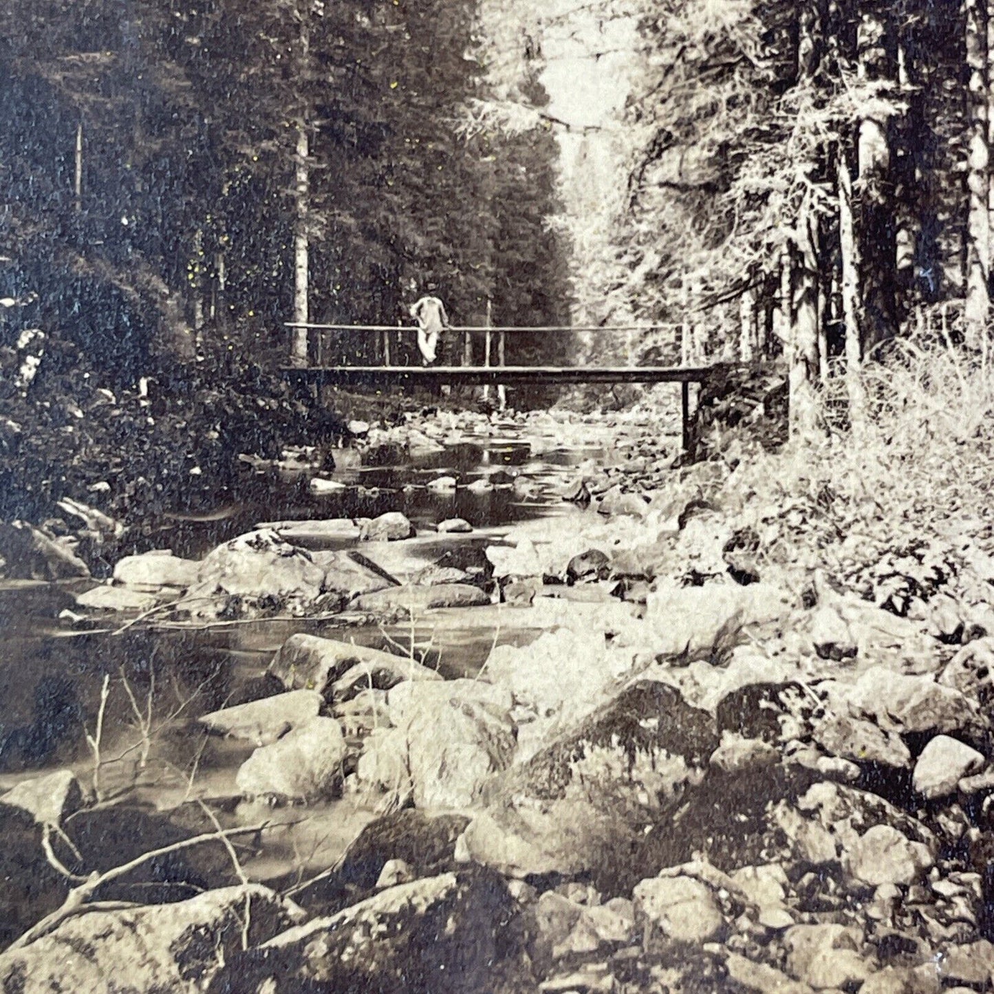 Bridge On Jamagne River In Gerardmer France Stereoview Antique c1870 X3225