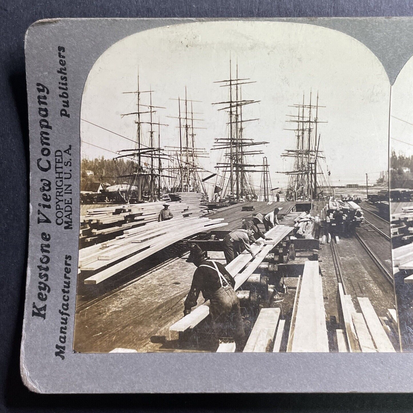 Antique 1905 Lumber Shipping Yard Washington State Stereoview Photo Card P1604