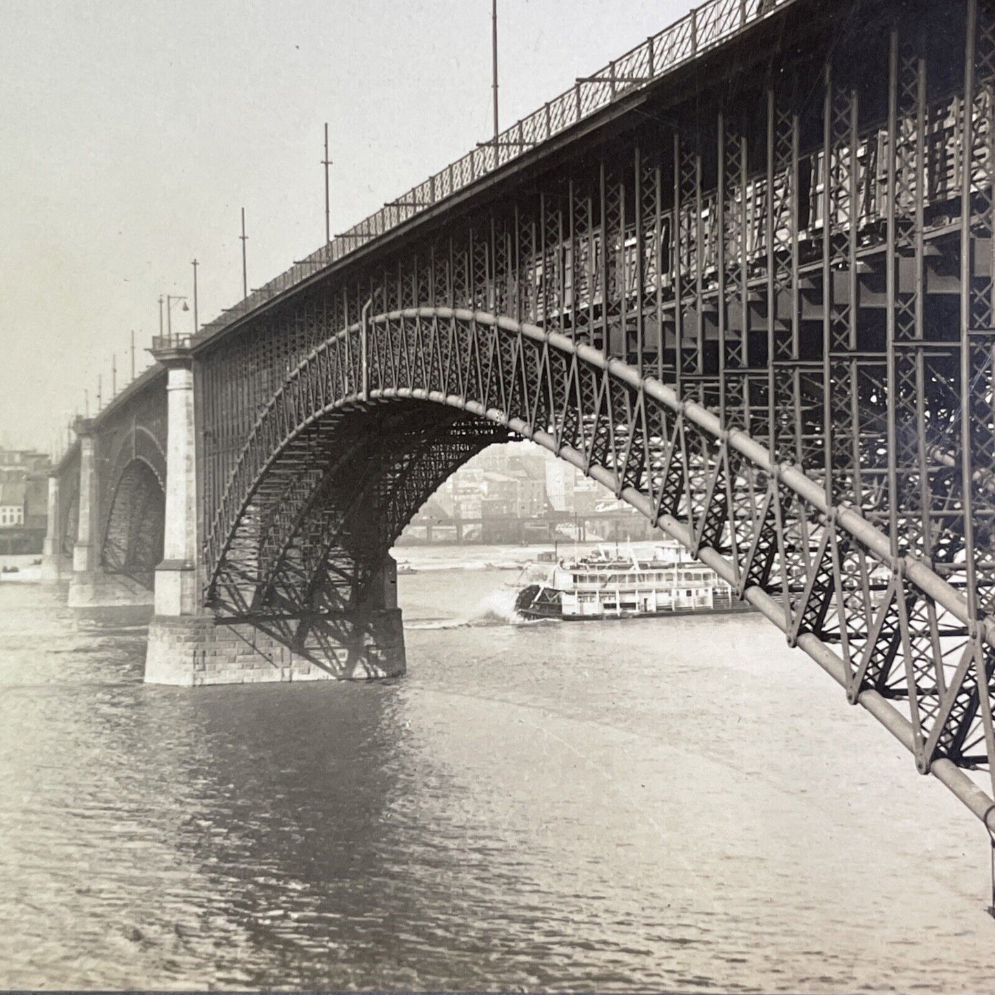 The Mississippi River in St. Louis Missouri Stereoview Antique c1910s Y1176