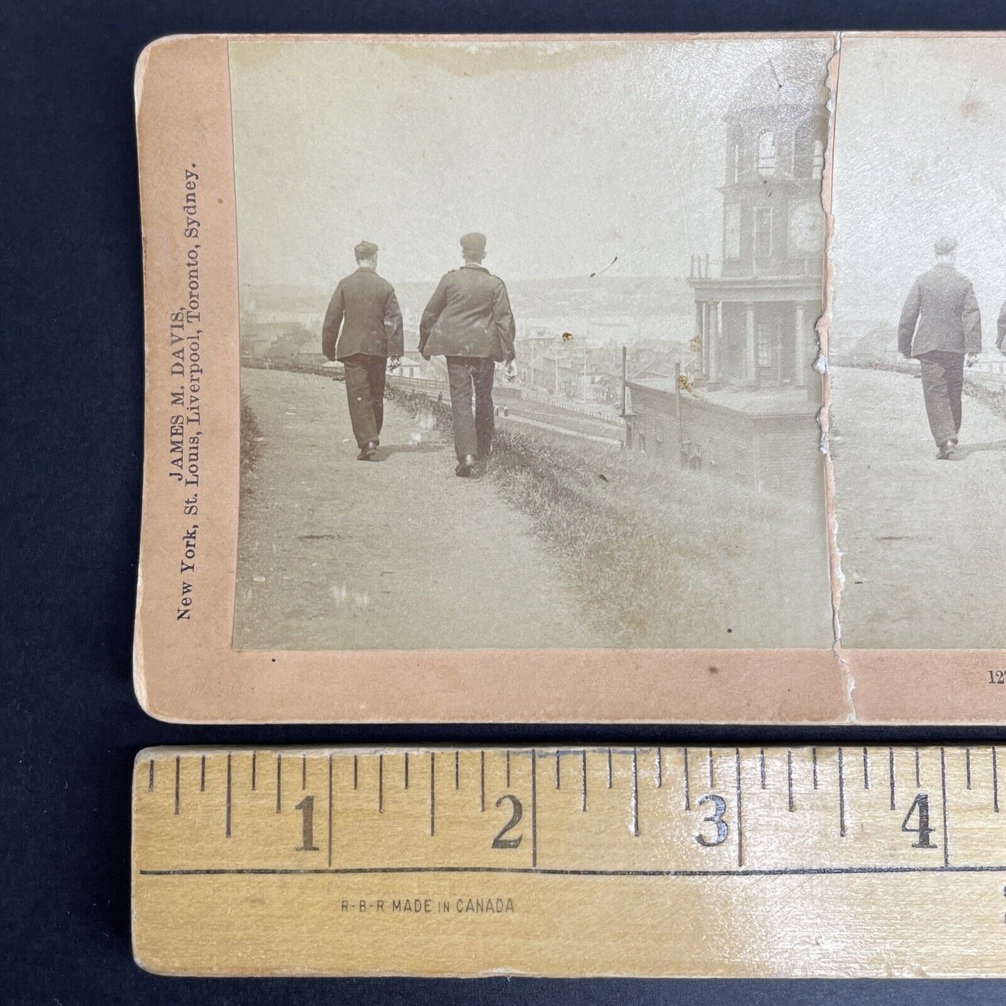 Antique 1899 Men Walking In Halifax Nova Scotia Stereoview Photo Card PC857