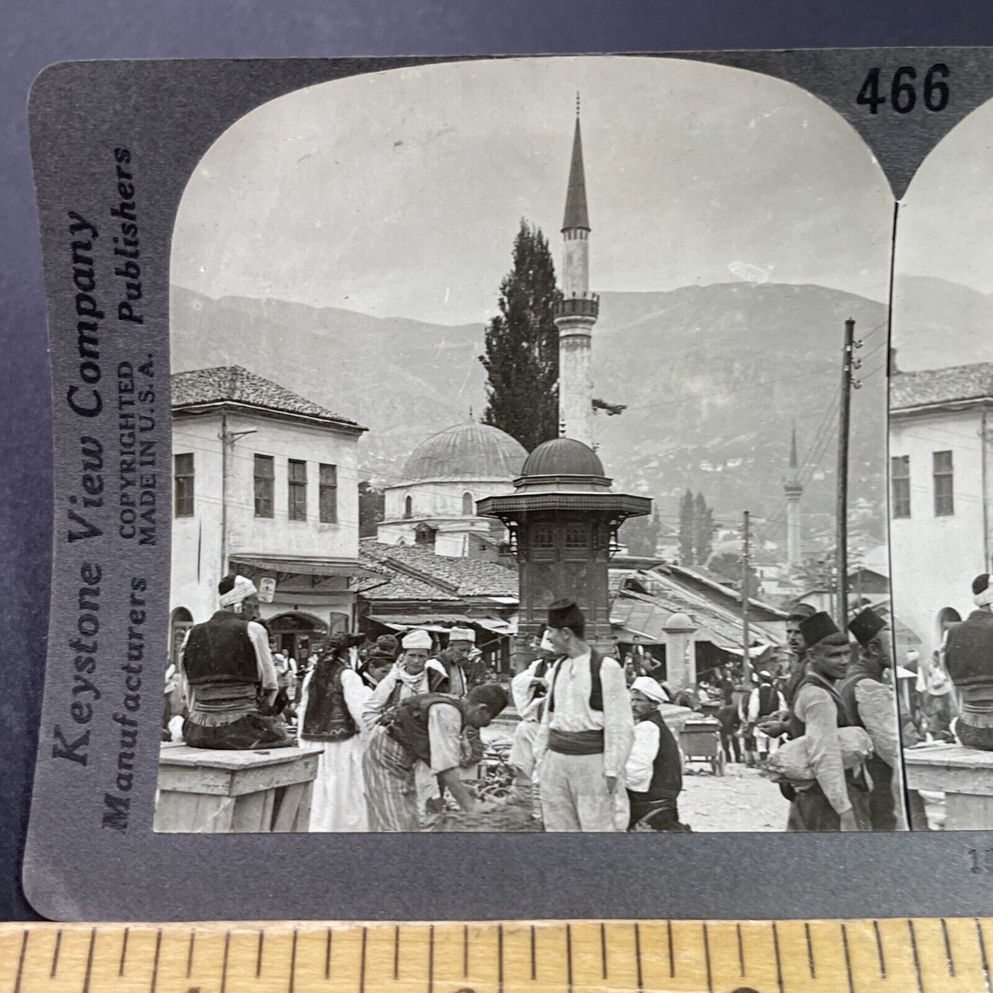 Antique 1910s Traditional Clothing Sarajevo Serbia Stereoview Photo Card P3753