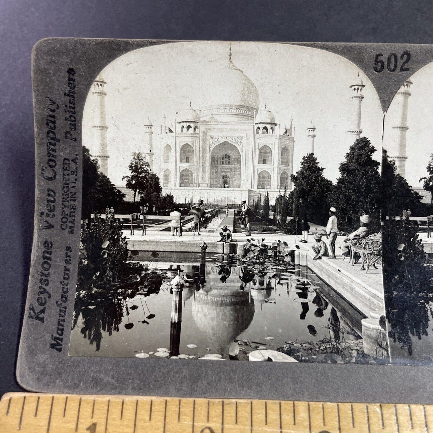 Antique 1910s The Taj Mahal Agra India Stereoview Photo Card P3619