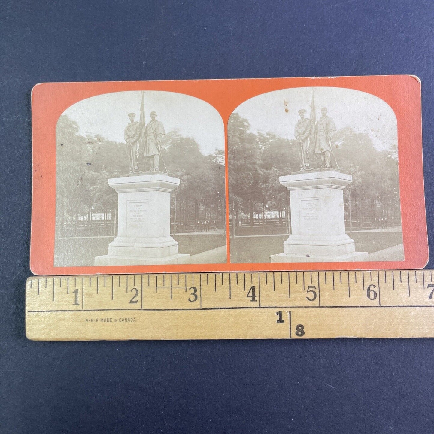 Union Civil War Monument Stereoview Erie Pennsylvania Antique c1872 X3158