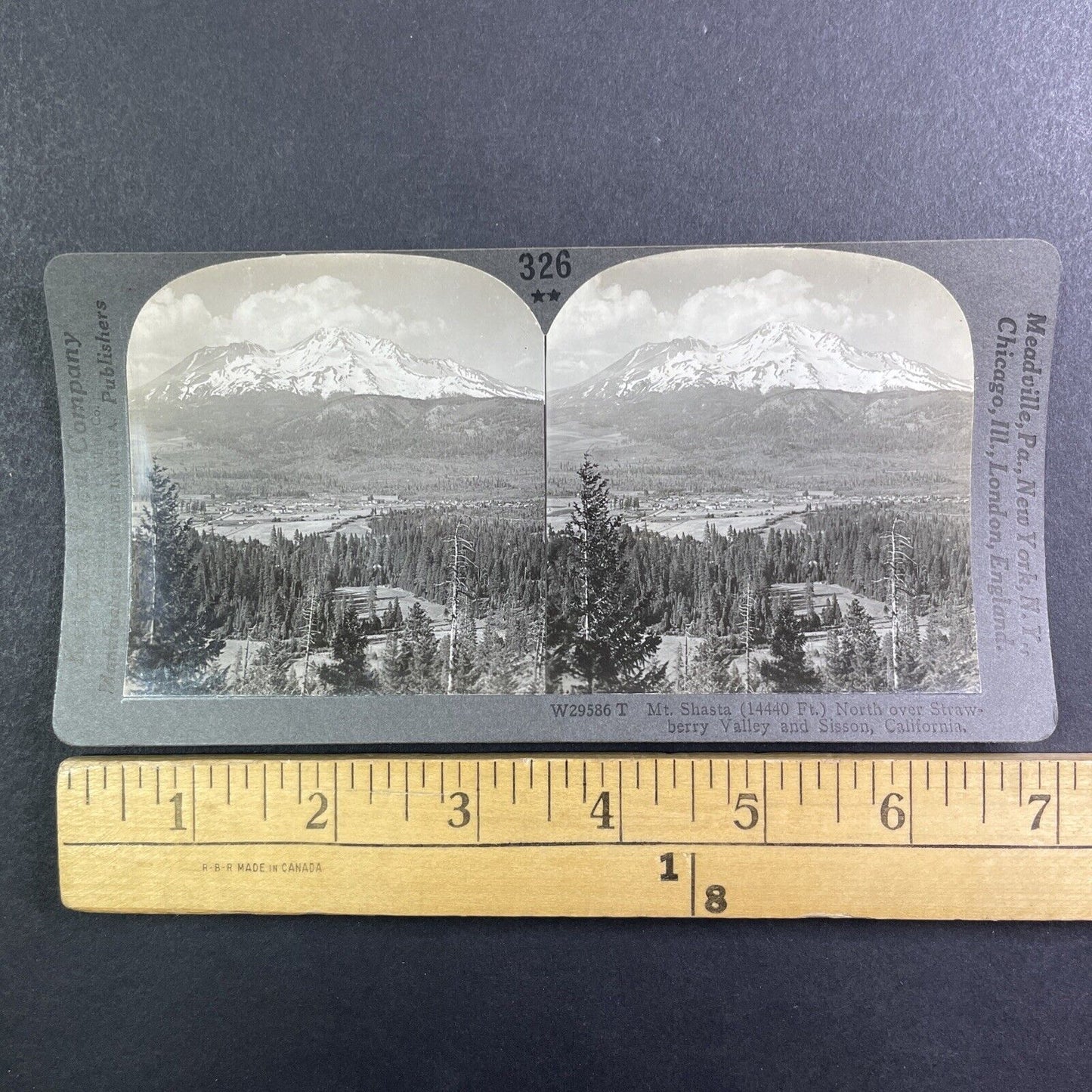 Mount Shasta California Snow-Capped Mountain Stereoview Antique c1910s Y991