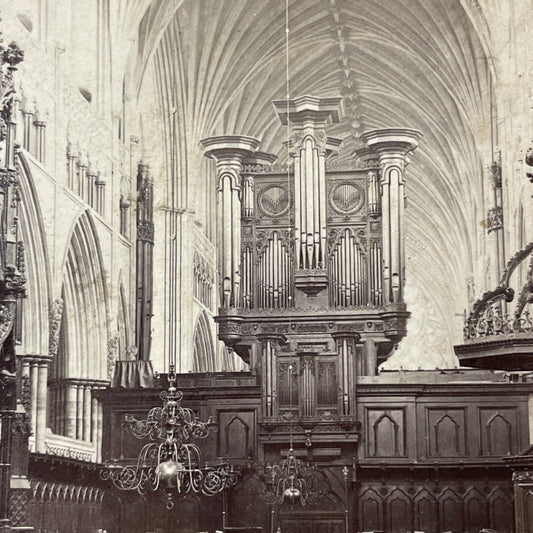 Antique 1870s Exeter Cathedral Inside In England Stereoview Photo Card P2460-04