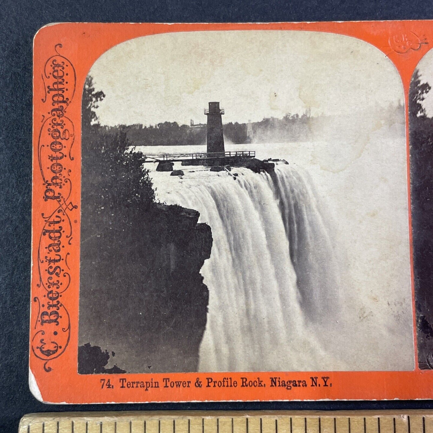 Terrapin Tower Niagara Falls NY Stereoview  Charles Bierstadt c1870s Y1838