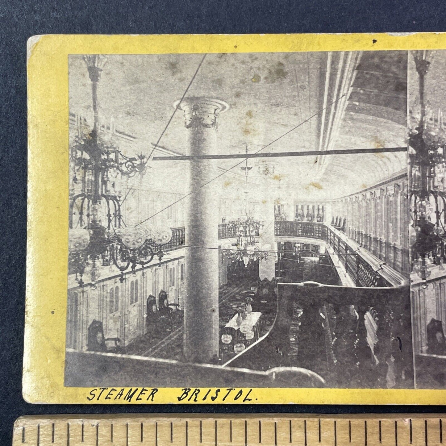 Saloon Inside The Steamship Bristol Steamer Ship Stereoview Antique c1870 X2769