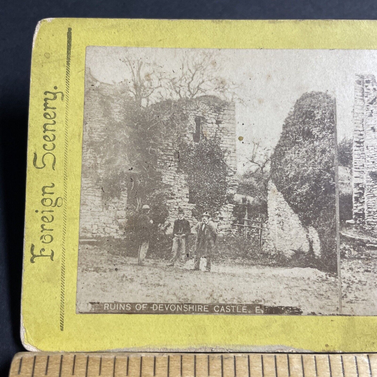 Antique 1870s Devonshire Castle Ruins England Stereoview Photo Card P4542