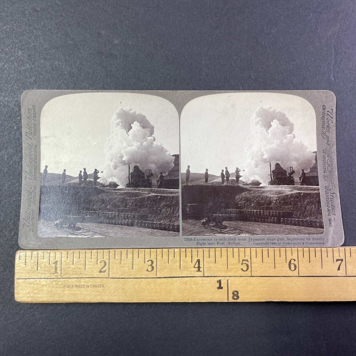 Japanese Heavy Guns Artillery Stereoview Dalian China Antique c1905 X2810