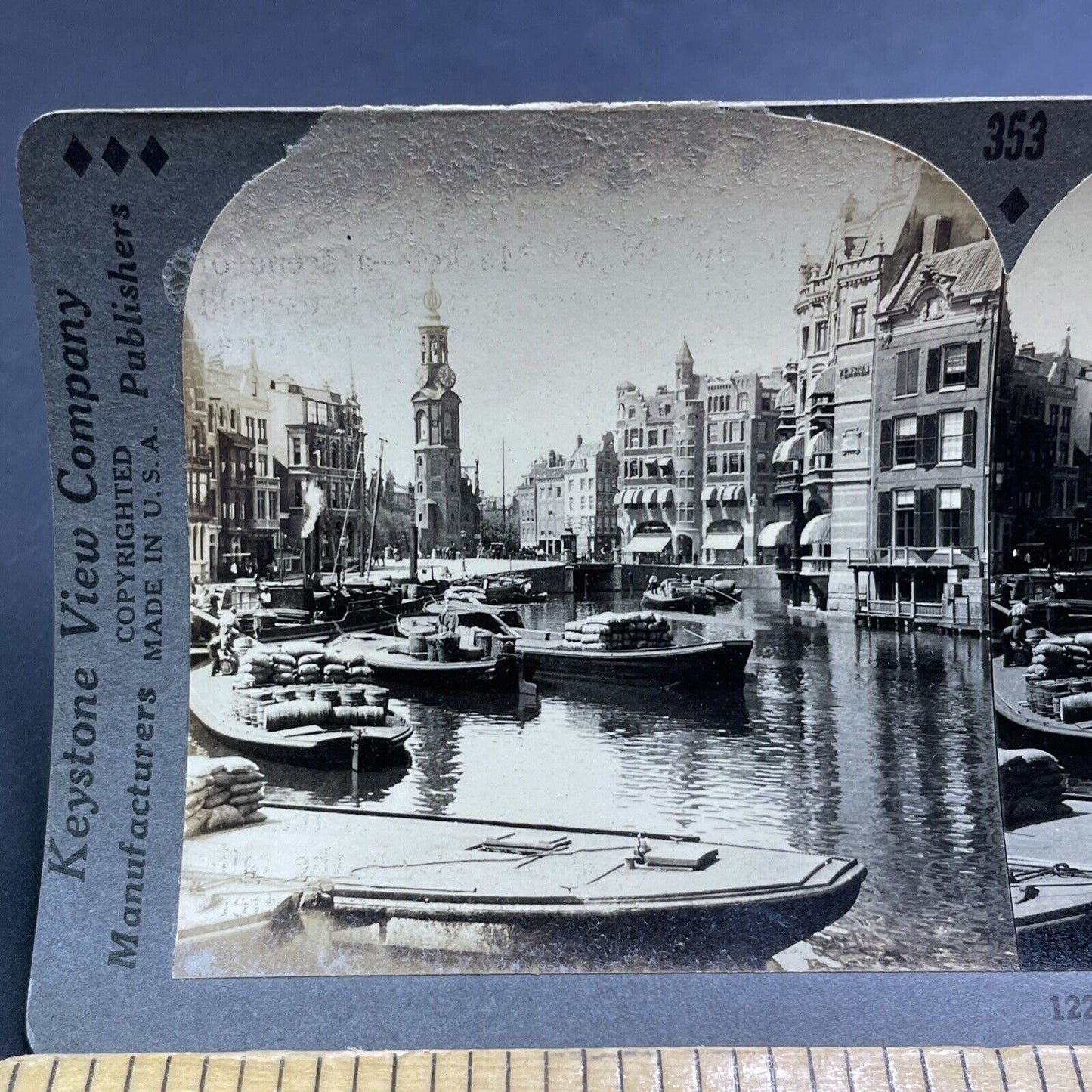 Antique 1932 Downtown Amsterdam Netherlands Holland Stereoview Photo Card P1908