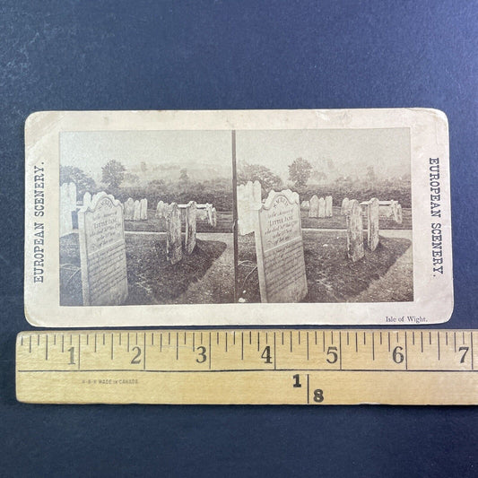 The Grave Of Little Jane Squibb Stereoview Isle Of Wight UK Antique c1880 X3660