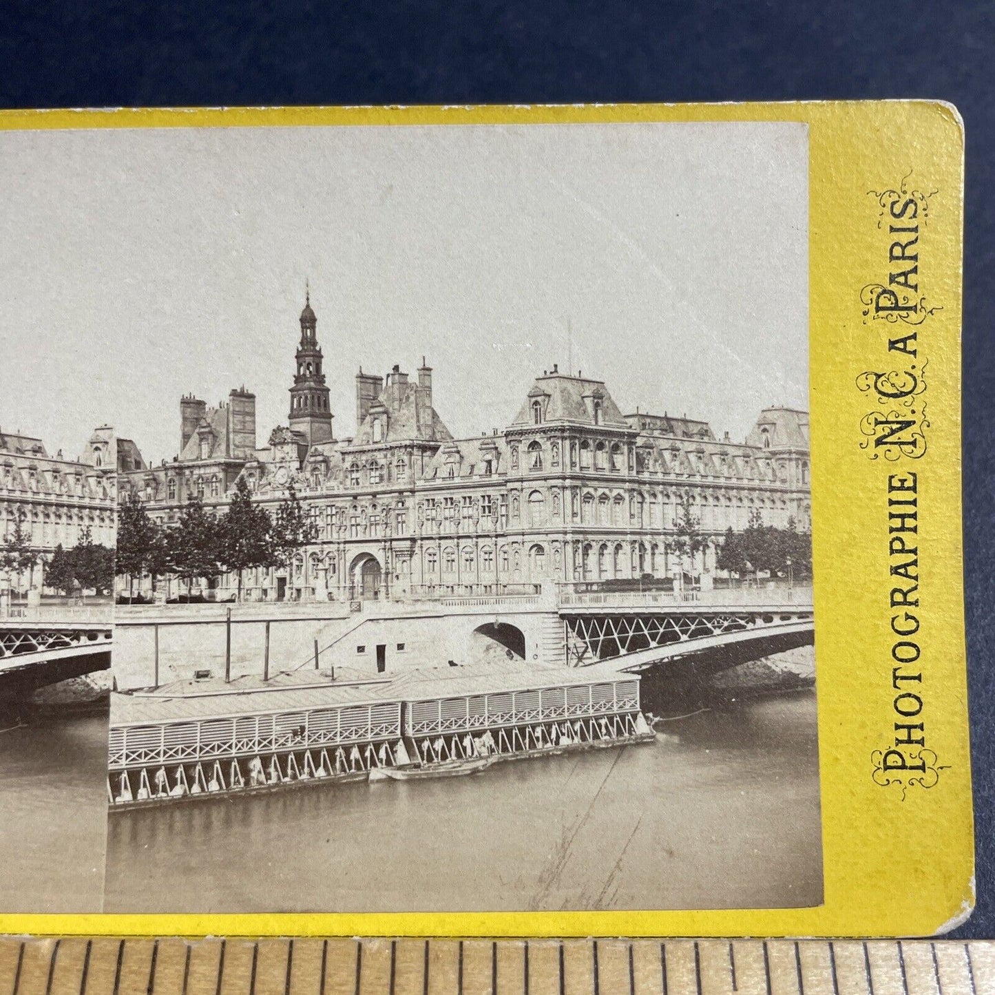 Antique 1870s Hotel De Ville Paris France Stereoview Photo Card P4162