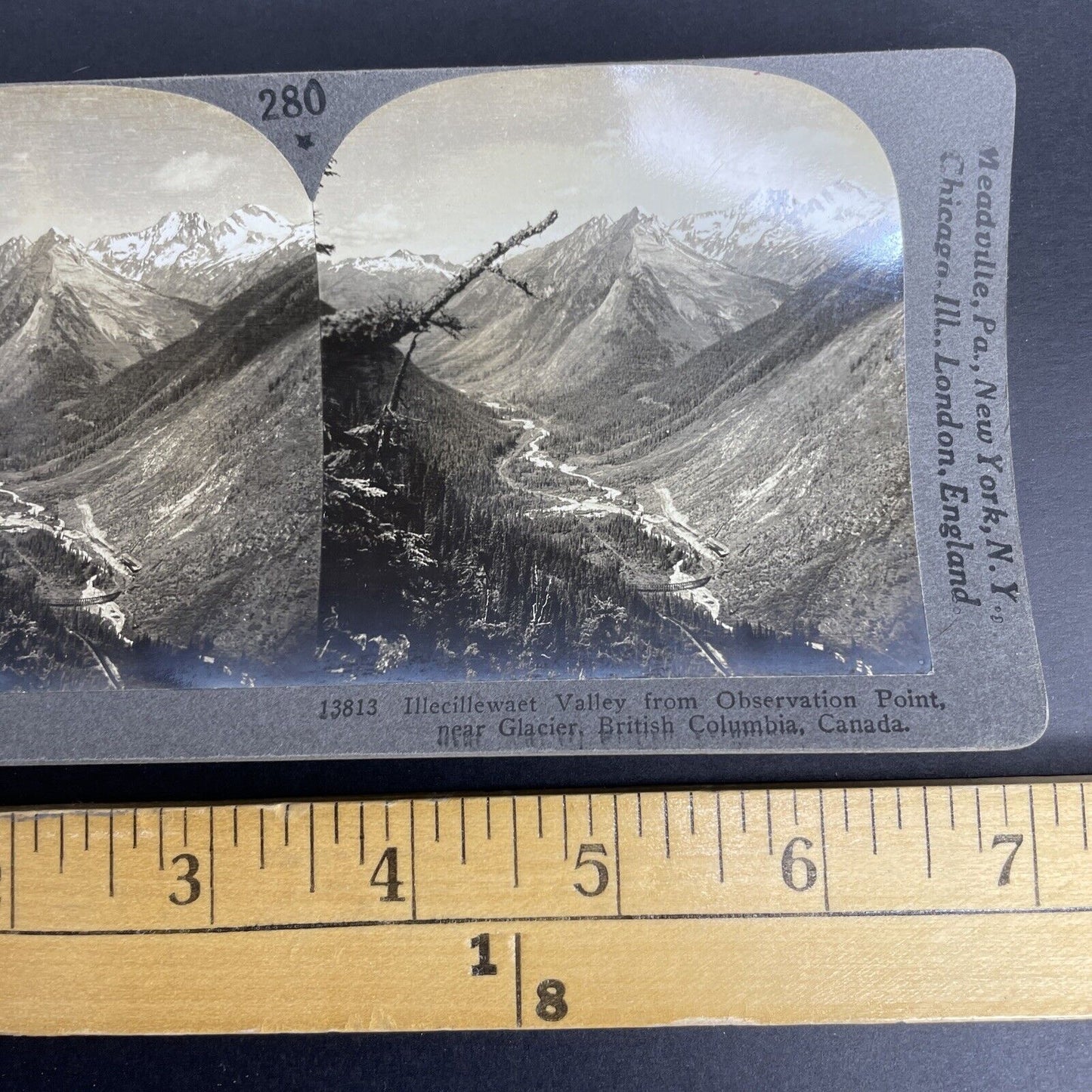 Antique 1903 Rogers Pass Glacier British Columbia Stereoview Photo Card PC859