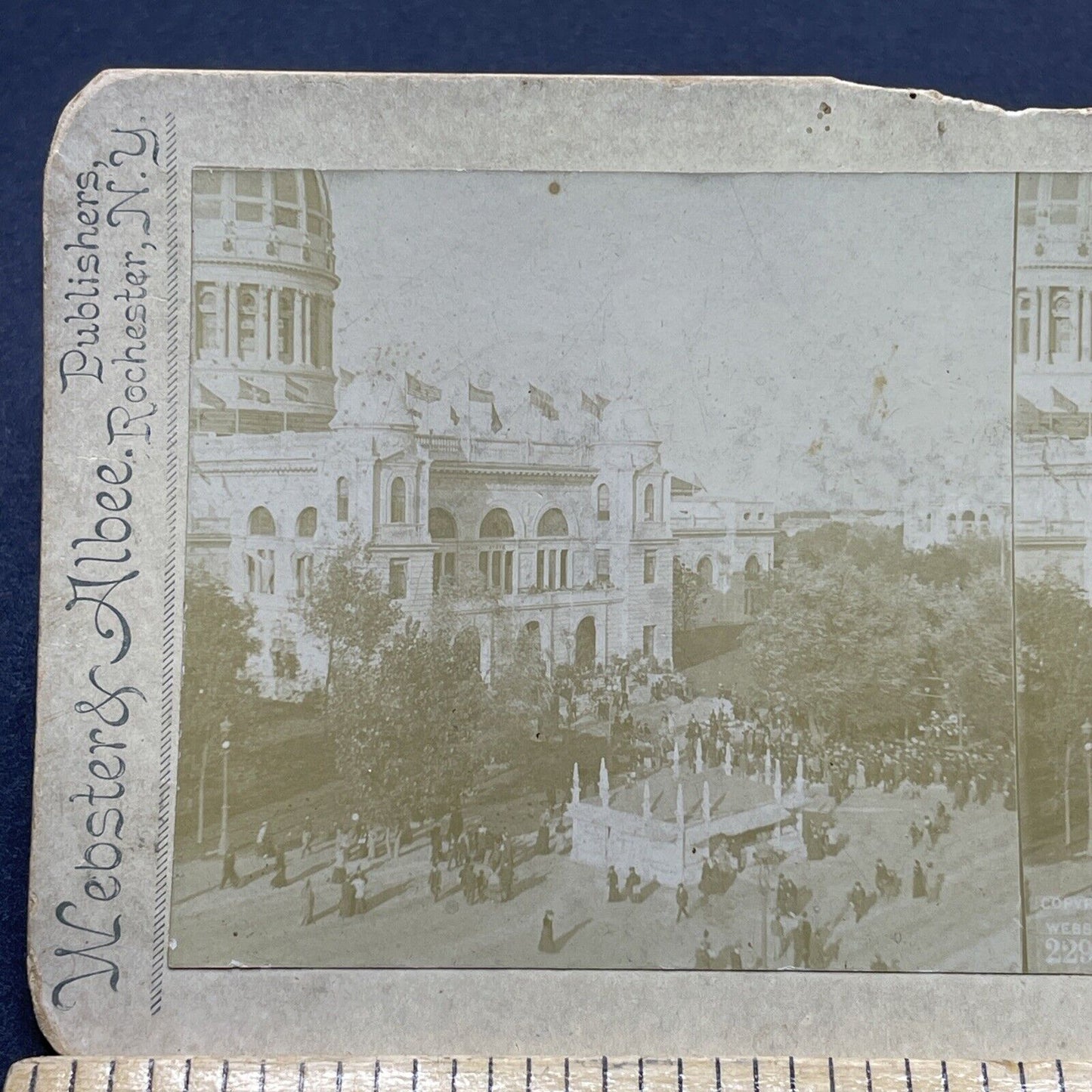 Antique 1893 Illinois State Building Chicago Stereoview Photo Card P1894